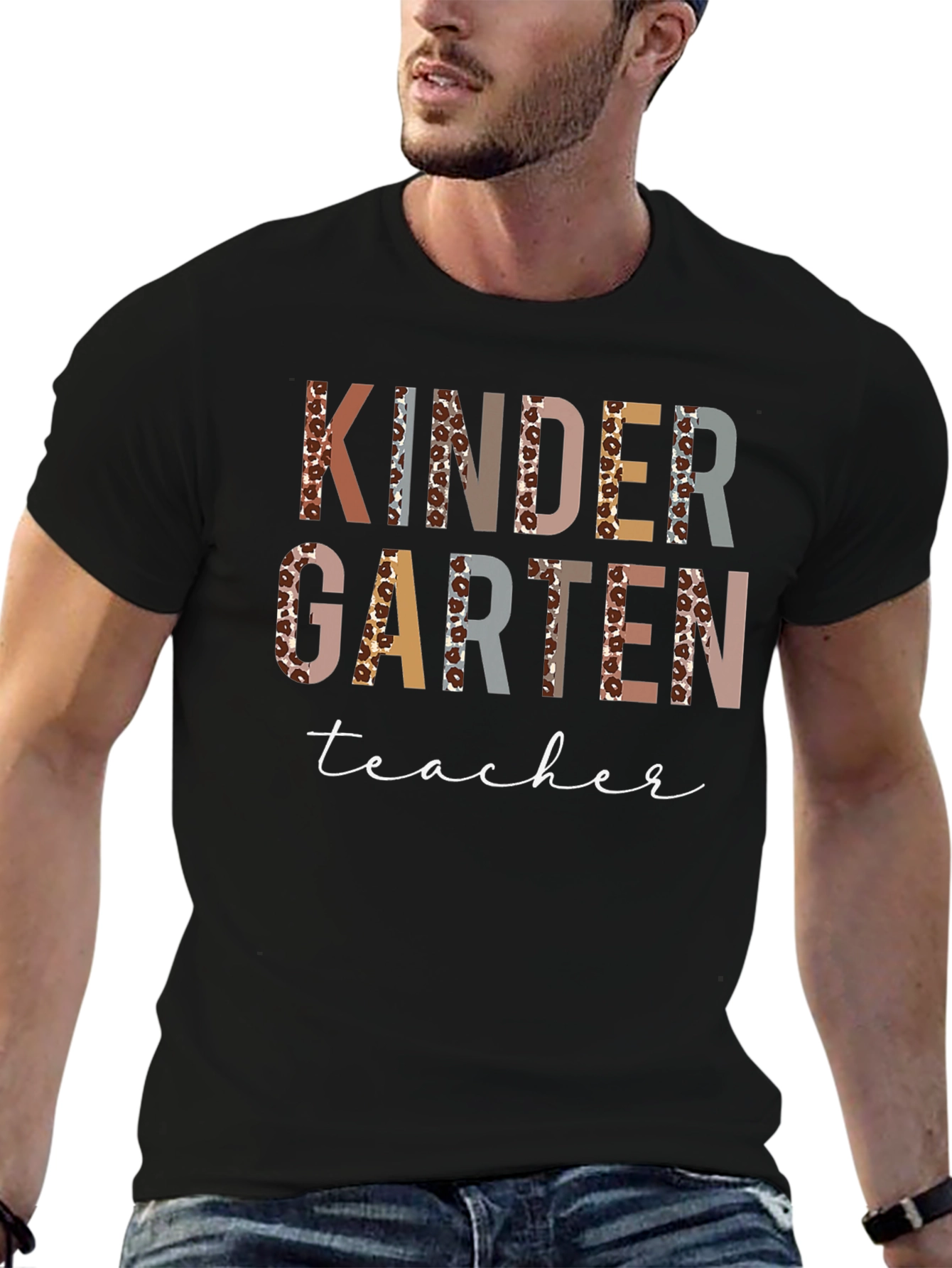 Kindergarten Teacher Leopard Print Graphic T-Shirt