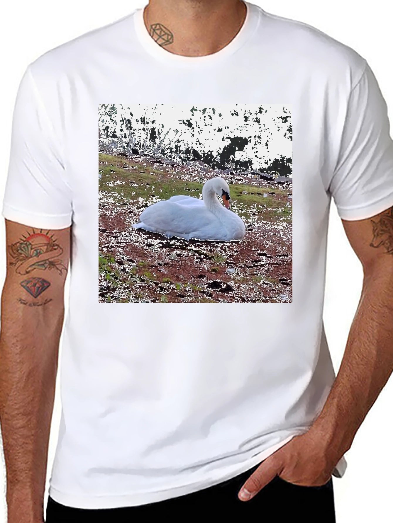 Swan Graphic Black T-Shirt