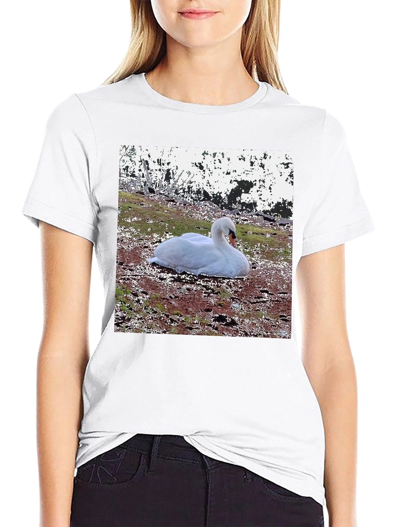 Swan Graphic Black T-Shirt