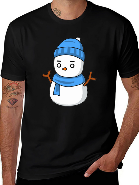 Snowman Graphic Tee - Black Cotton T-Shirt