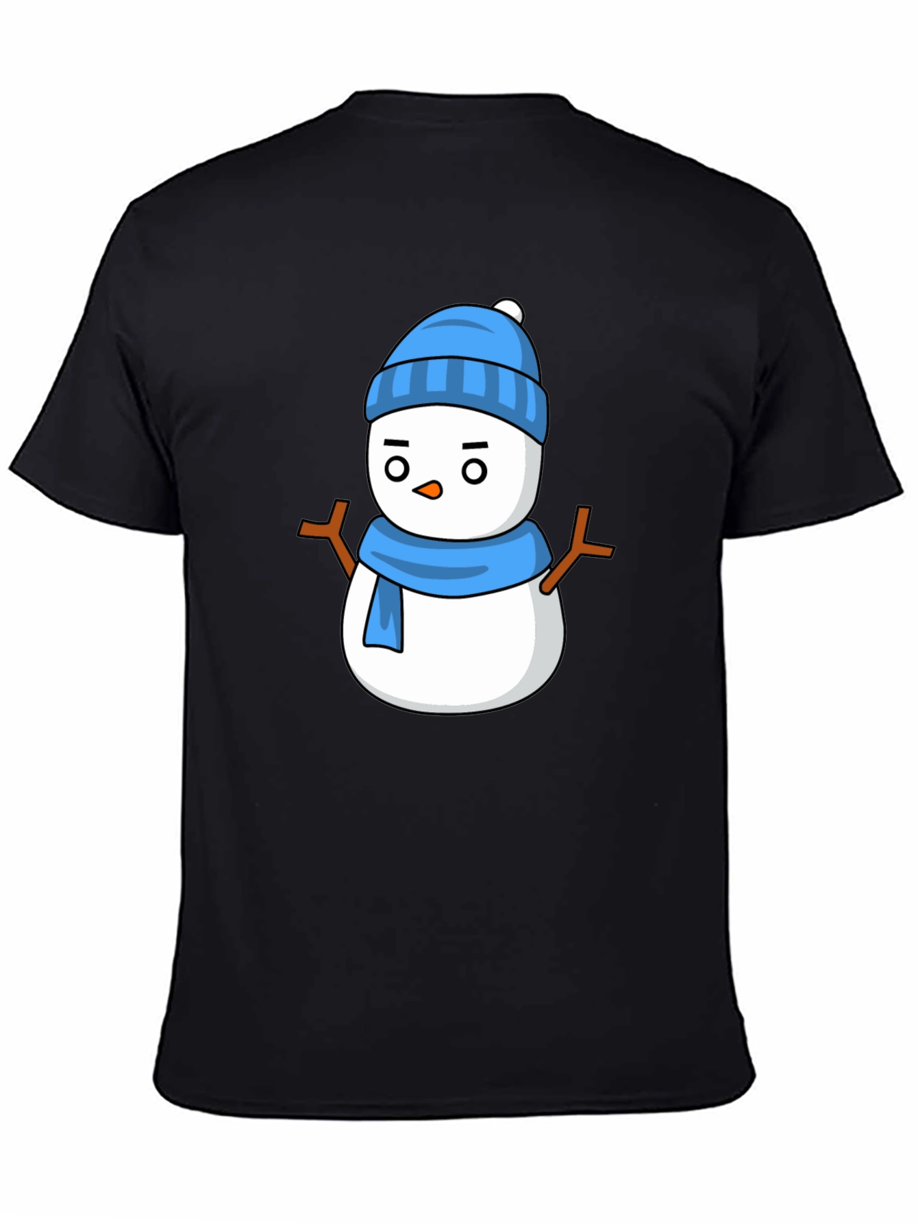 Snowman Graphic Tee - Black Cotton T-Shirt