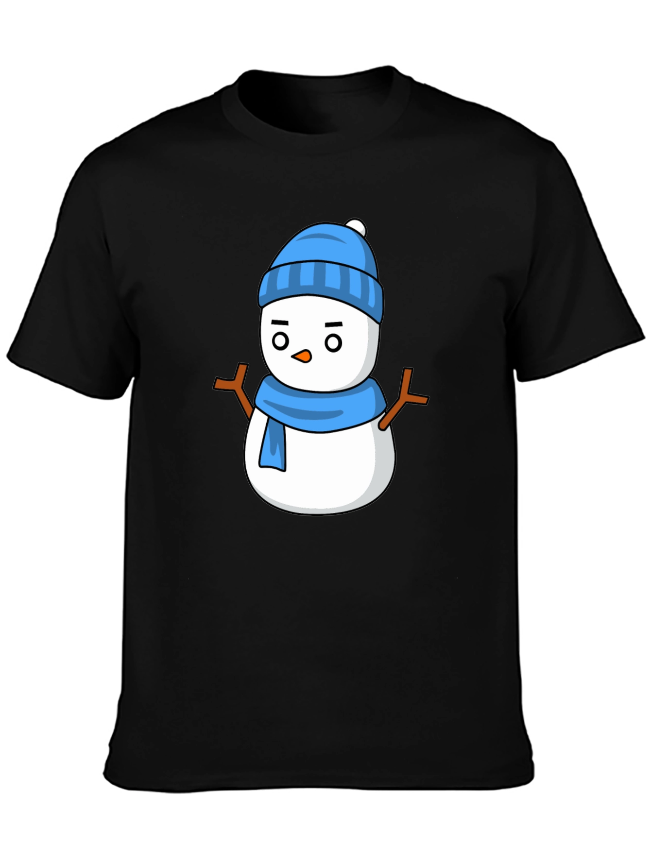 Snowman Graphic Tee - Black Cotton T-Shirt