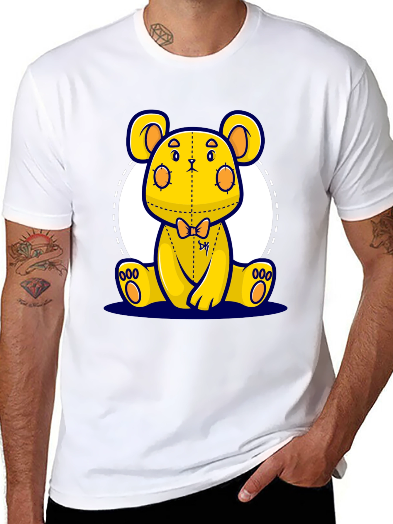 Cartoon Bear Graphic Tee - Stylish Black T-Shirt