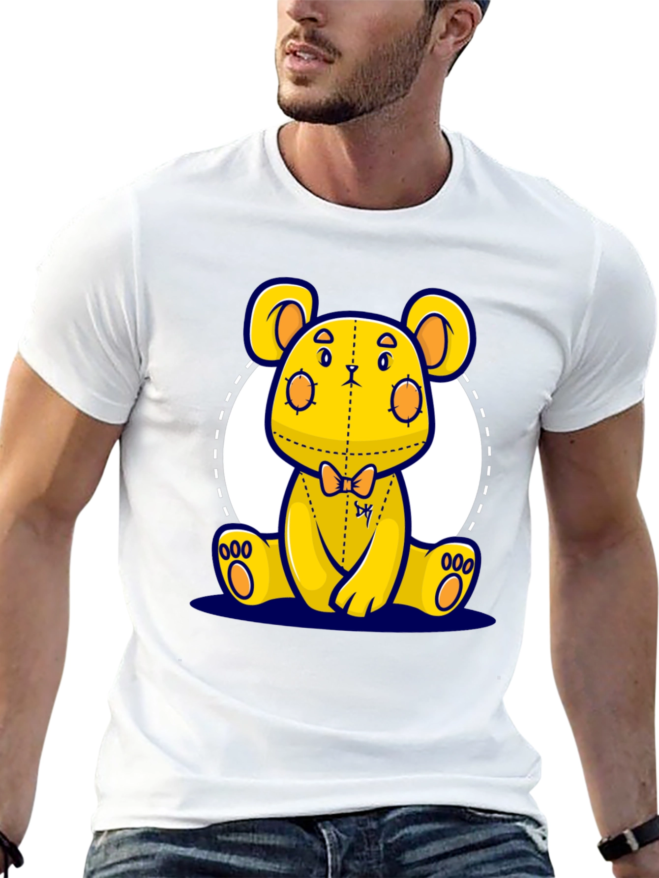 Cartoon Bear Graphic Tee - Stylish Black T-Shirt