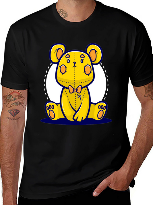Cartoon Bear Graphic Tee - Stylish Black T-Shirt