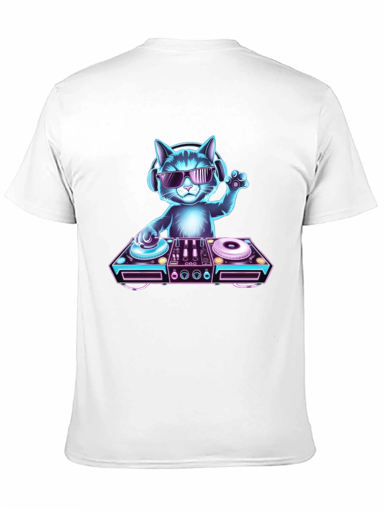 DJ Cat Graphic T-Shirt - Black Cotton Tee