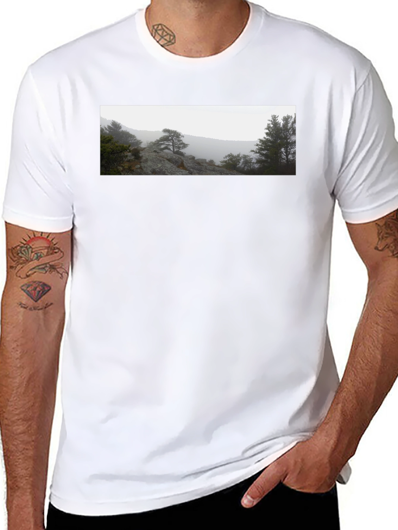 Nature Scene Black T-Shirt