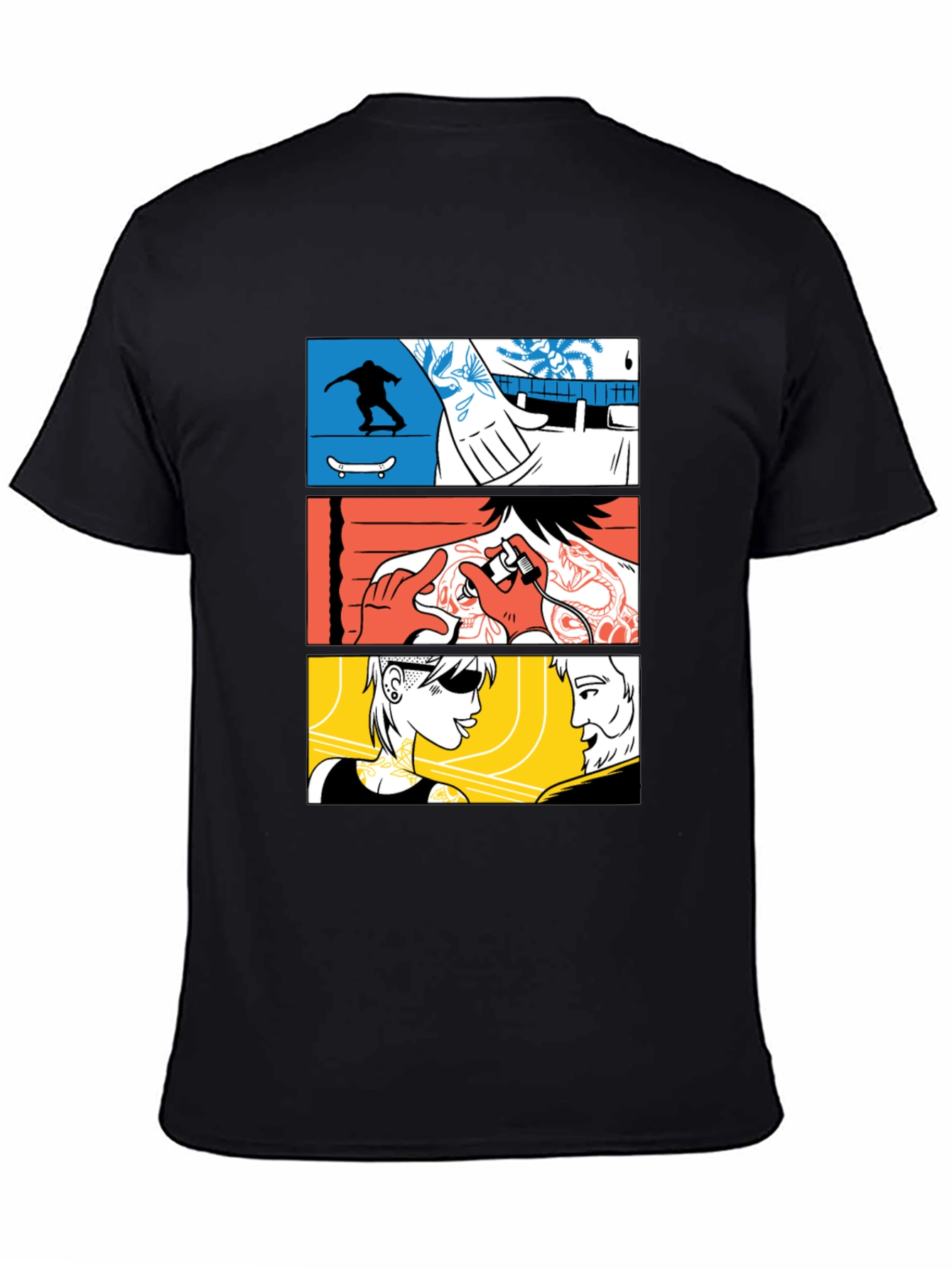 Comic Panel Black Graphic T-Shirt