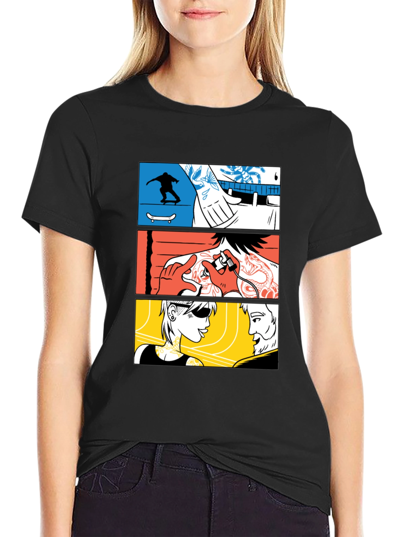 Comic Panel Black Graphic T-Shirt