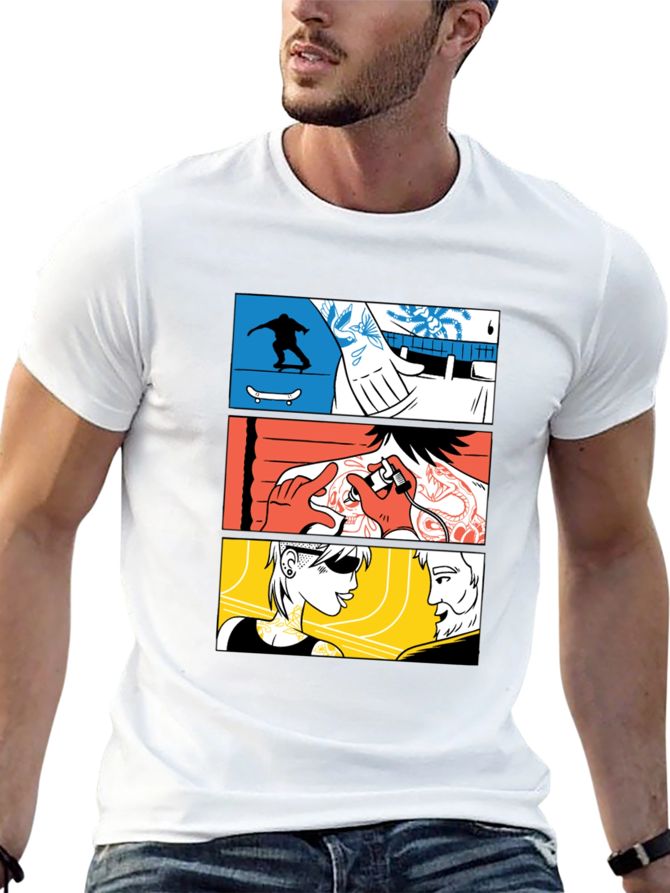 Comic Panel Black Graphic T-Shirt