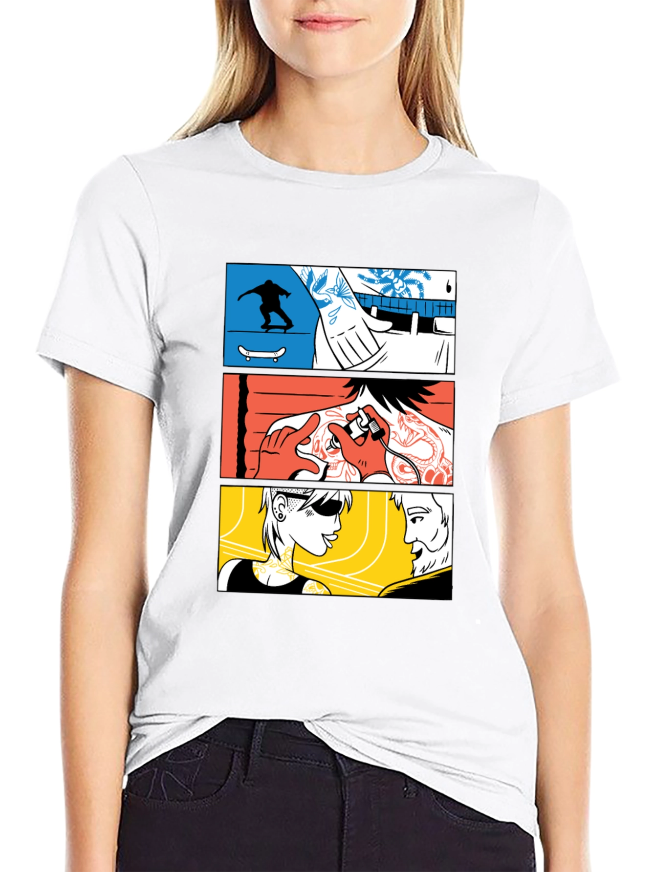 Comic Panel Black Graphic T-Shirt