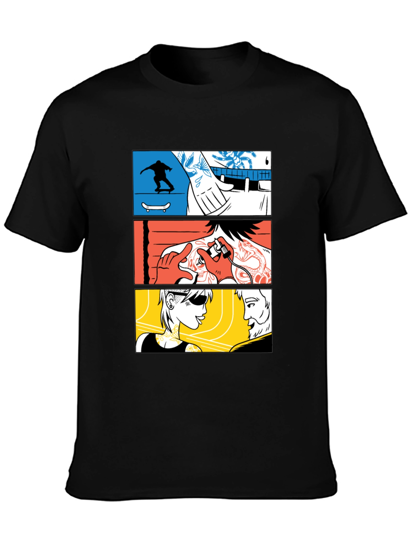 Comic Panel Black Graphic T-Shirt
