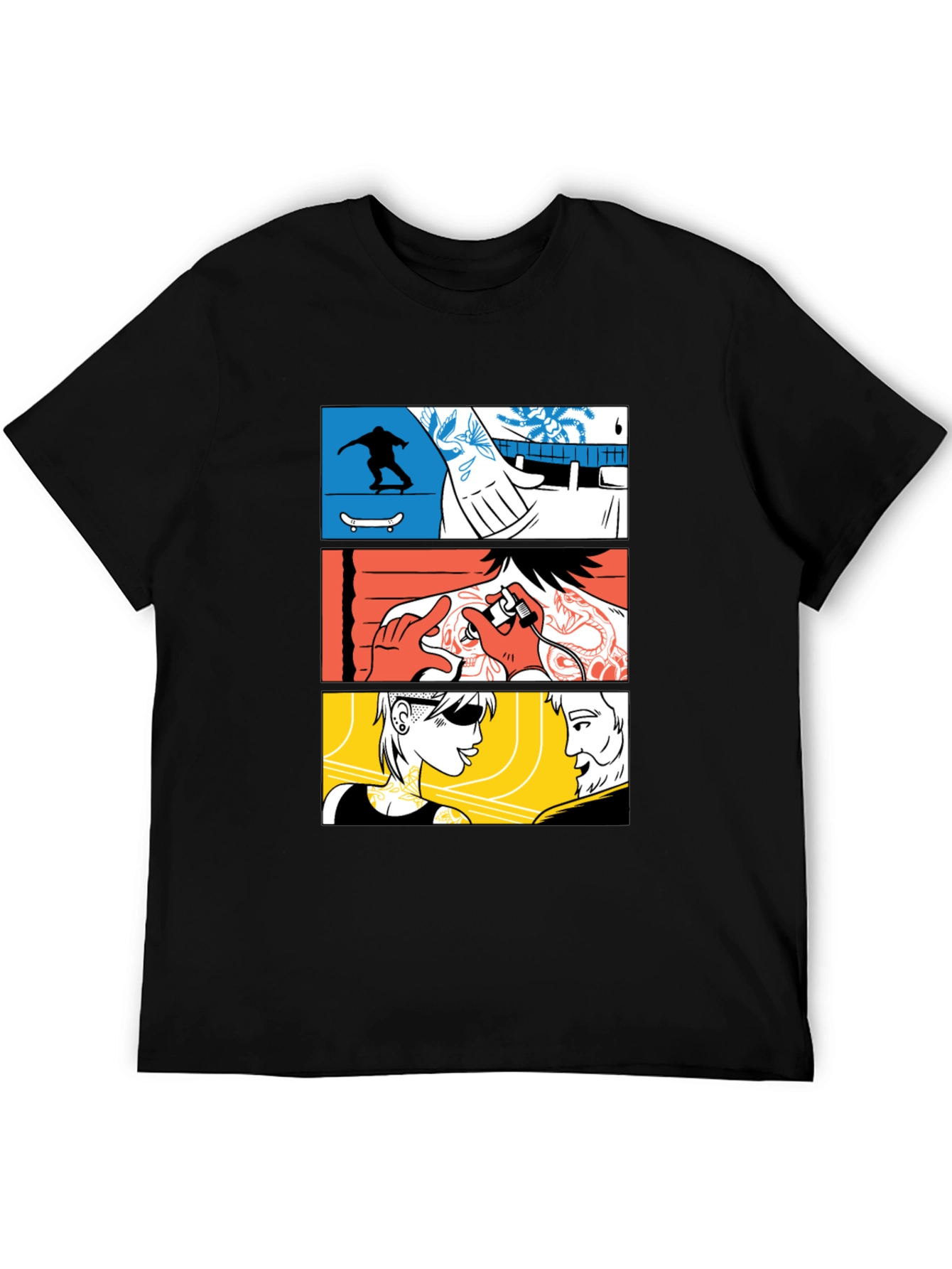 Comic Panel Black Graphic T-Shirt