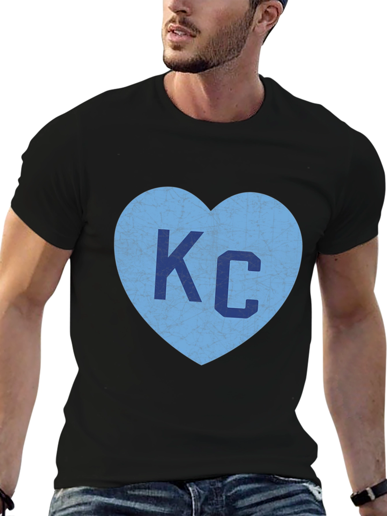 KC Heart Graphic Tee - Black Casual T-Shirt