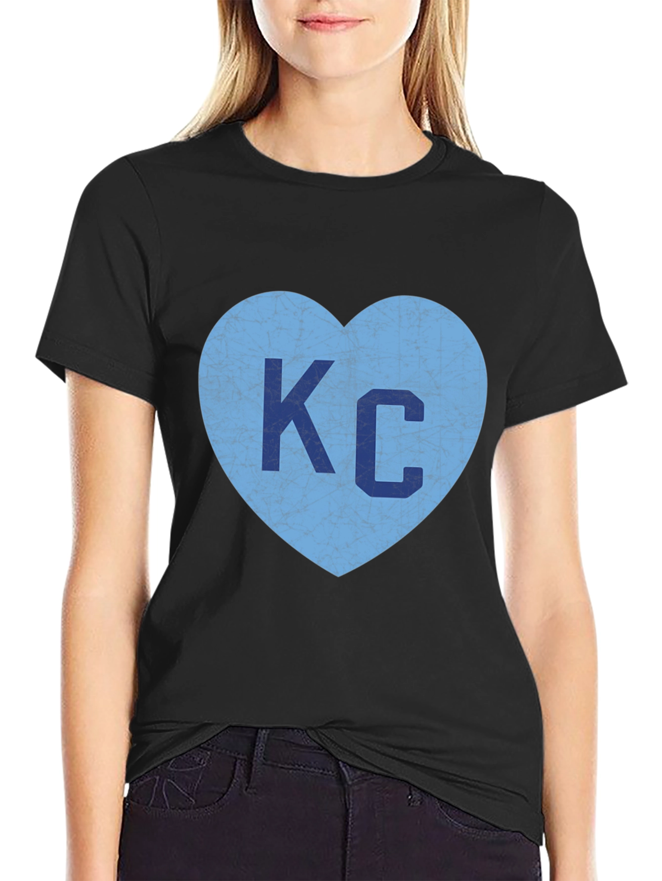 KC Heart Graphic Tee - Black Casual T-Shirt