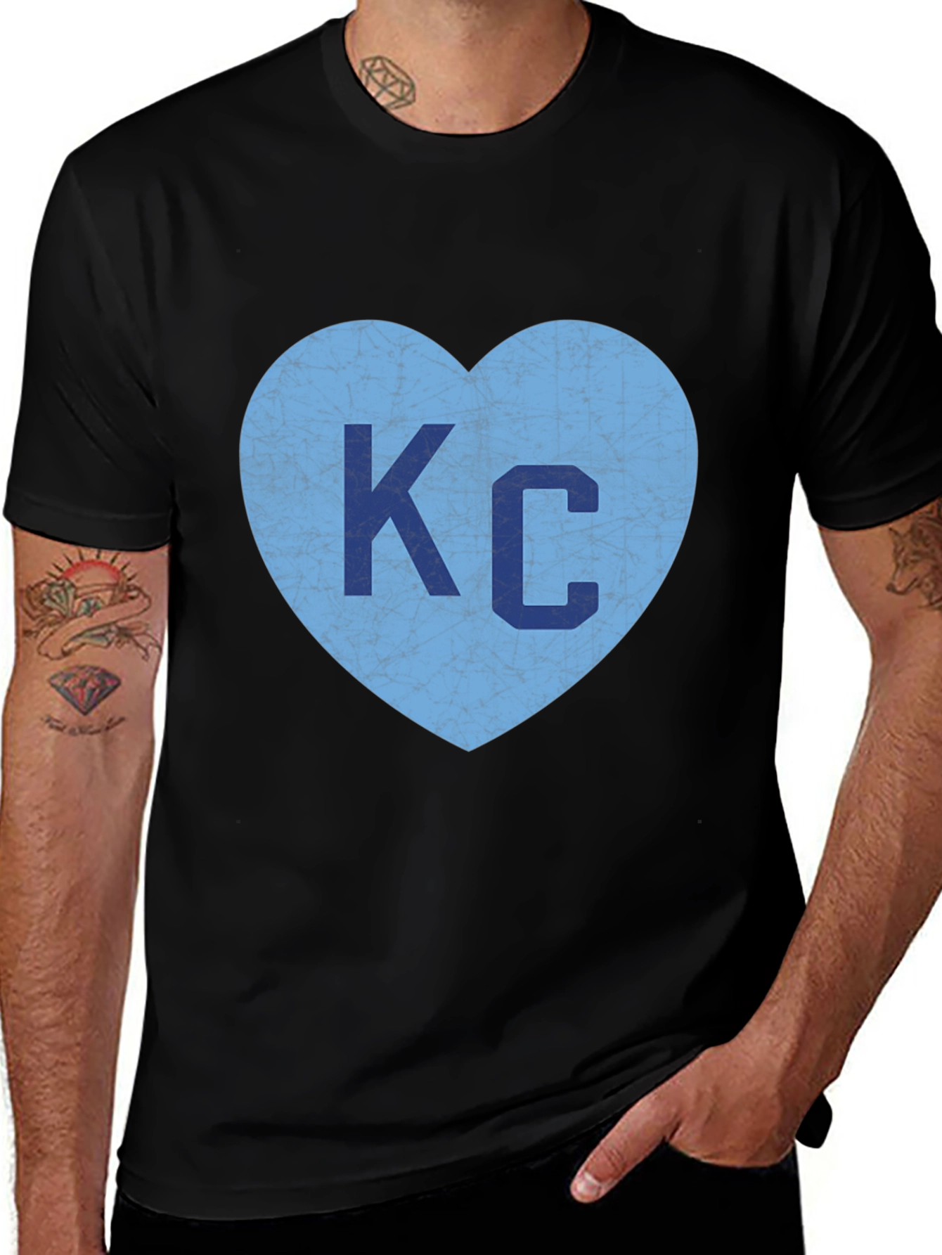 KC Heart Graphic Tee - Black Casual T-Shirt
