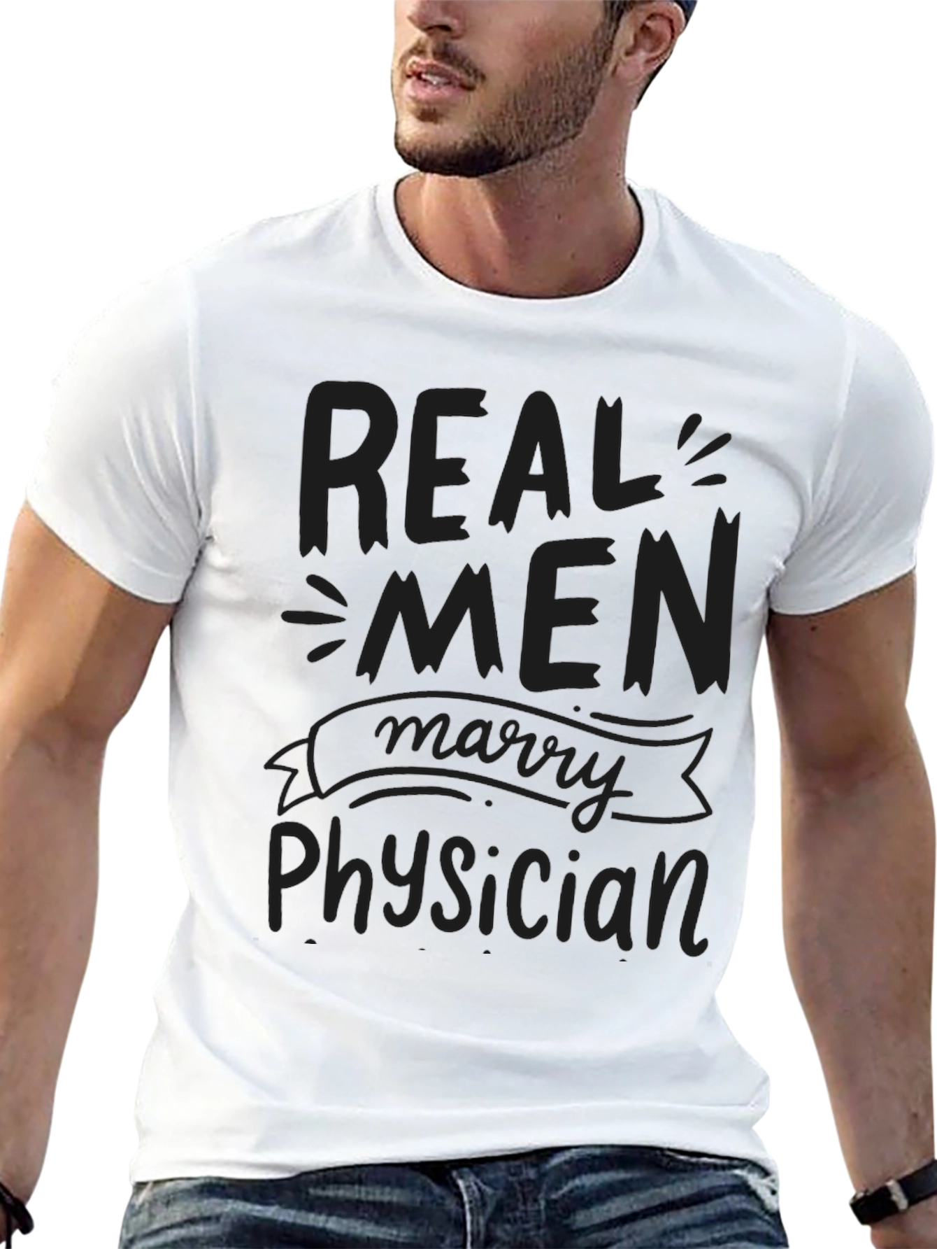 Real Men Marry Physician Black T-Shirt