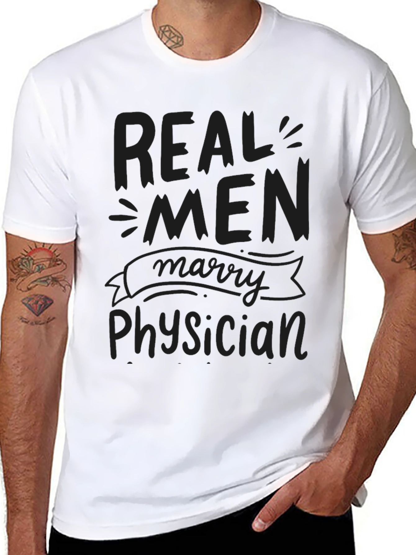 Real Men Marry Physician Black T-Shirt