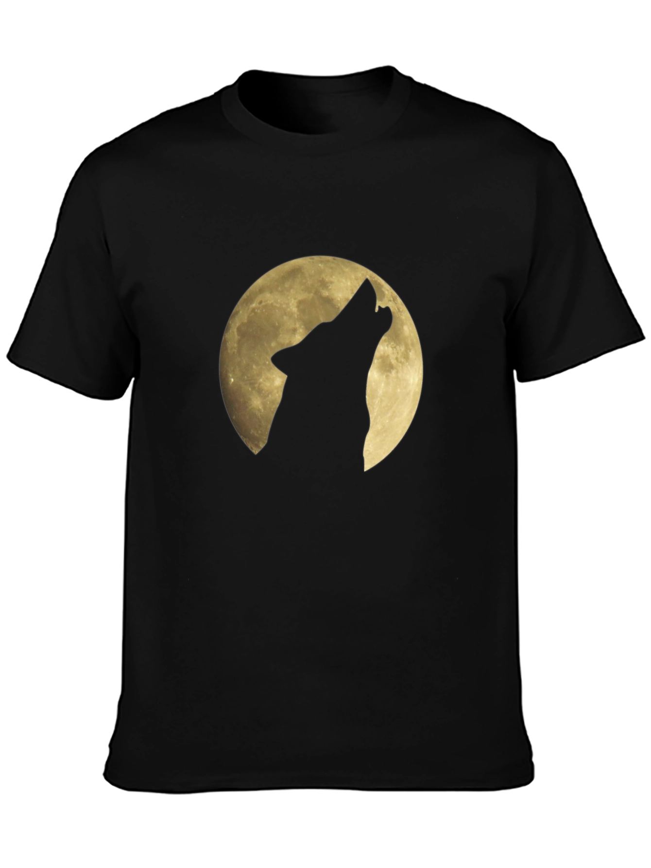 Wolf Howling at Moon Graphic Black T-Shirt