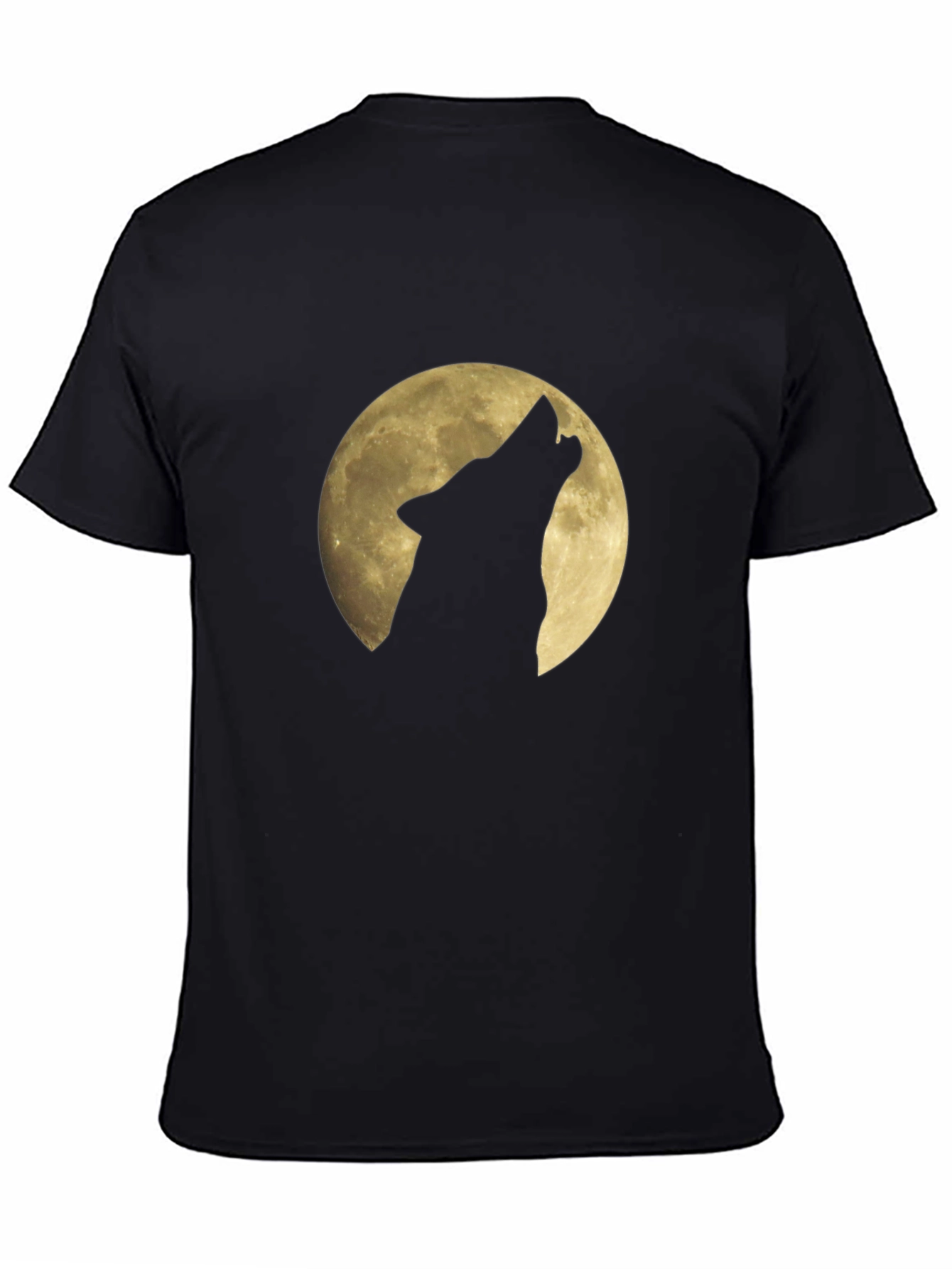 Wolf Howling at Moon Graphic Black T-Shirt