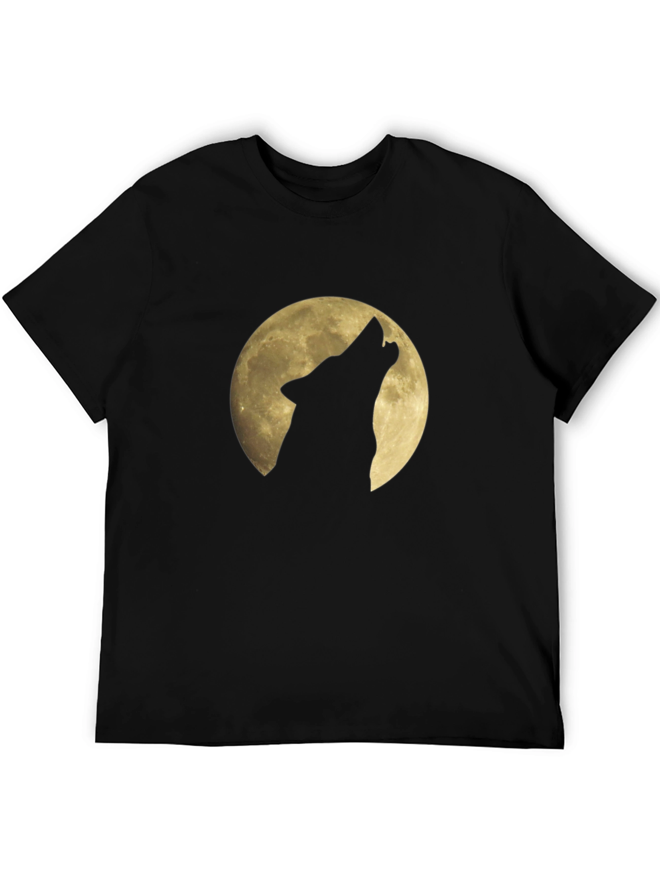 Wolf Howling at Moon Graphic Black T-Shirt