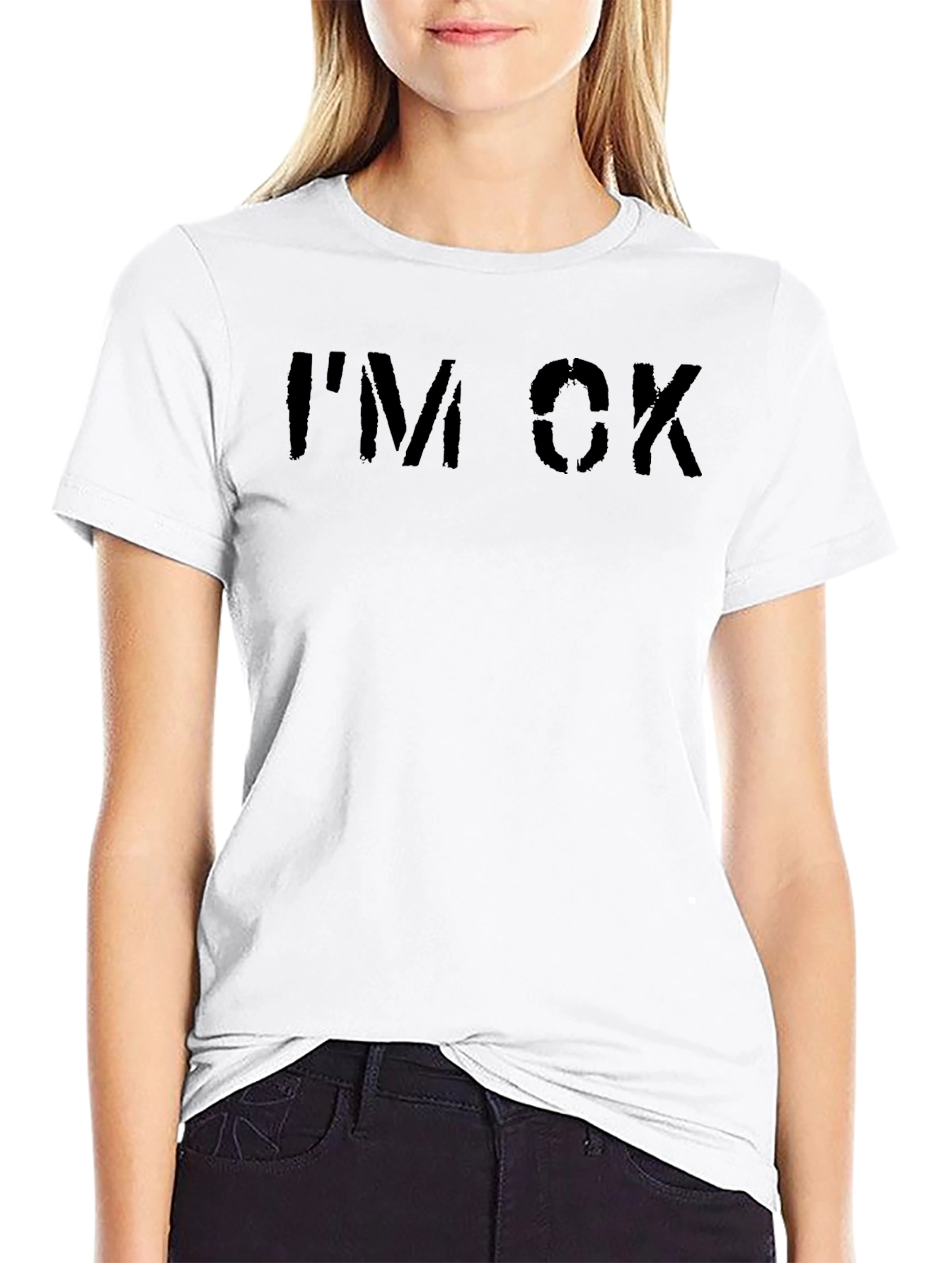 Im OK Graphic Tee - Black Casual T-Shirt