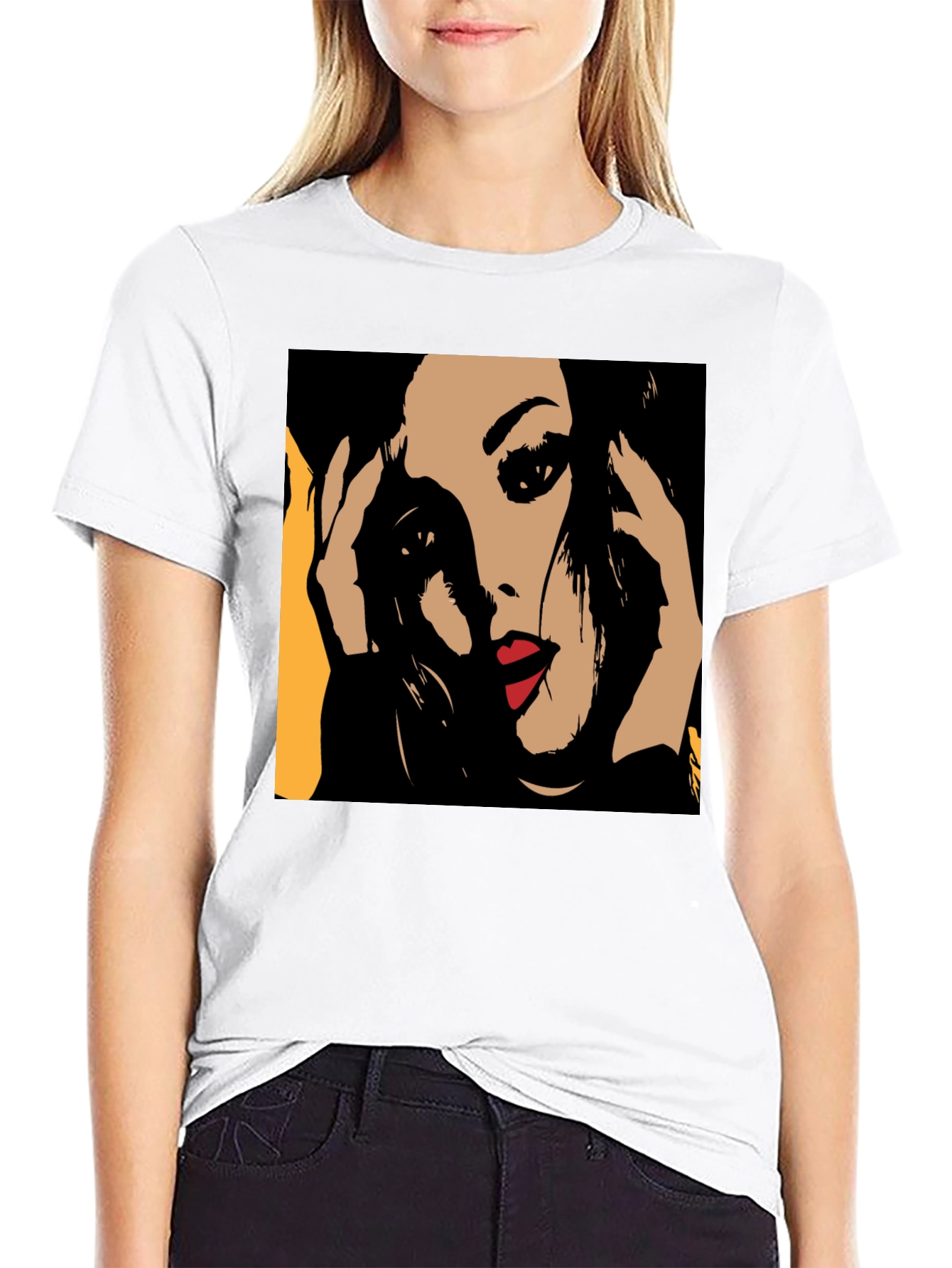 Pop Art Woman Graphic Black T-Shirt