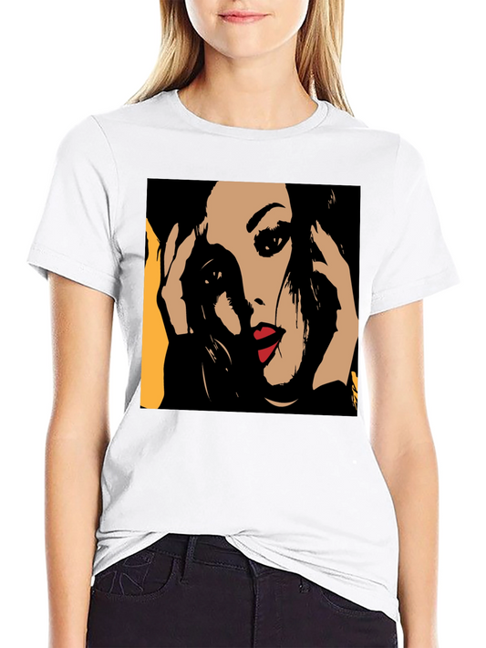 Pop Art Woman Graphic Black T-Shirt
