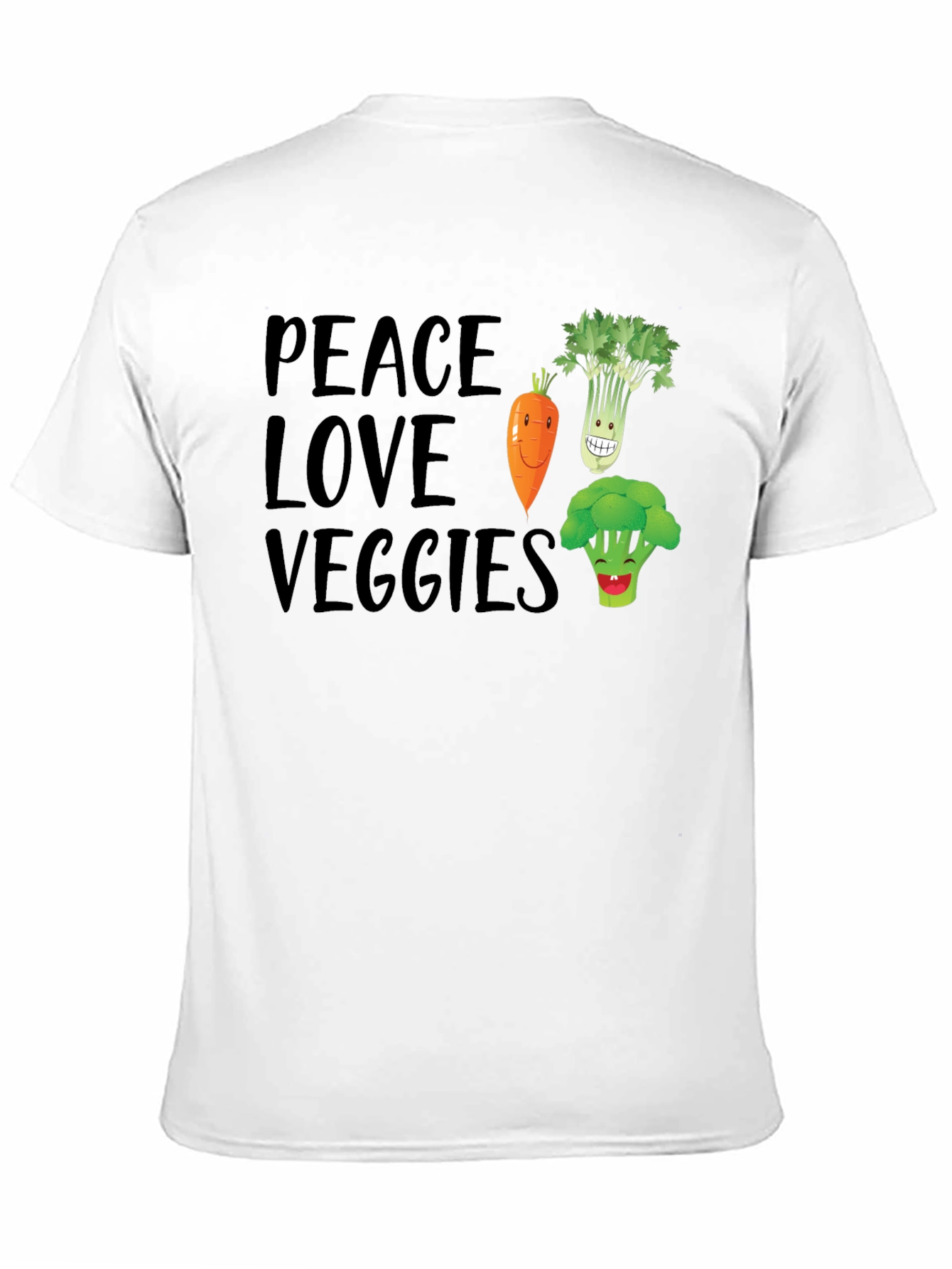 Peace Love Veggies Black Graphic T-Shirt