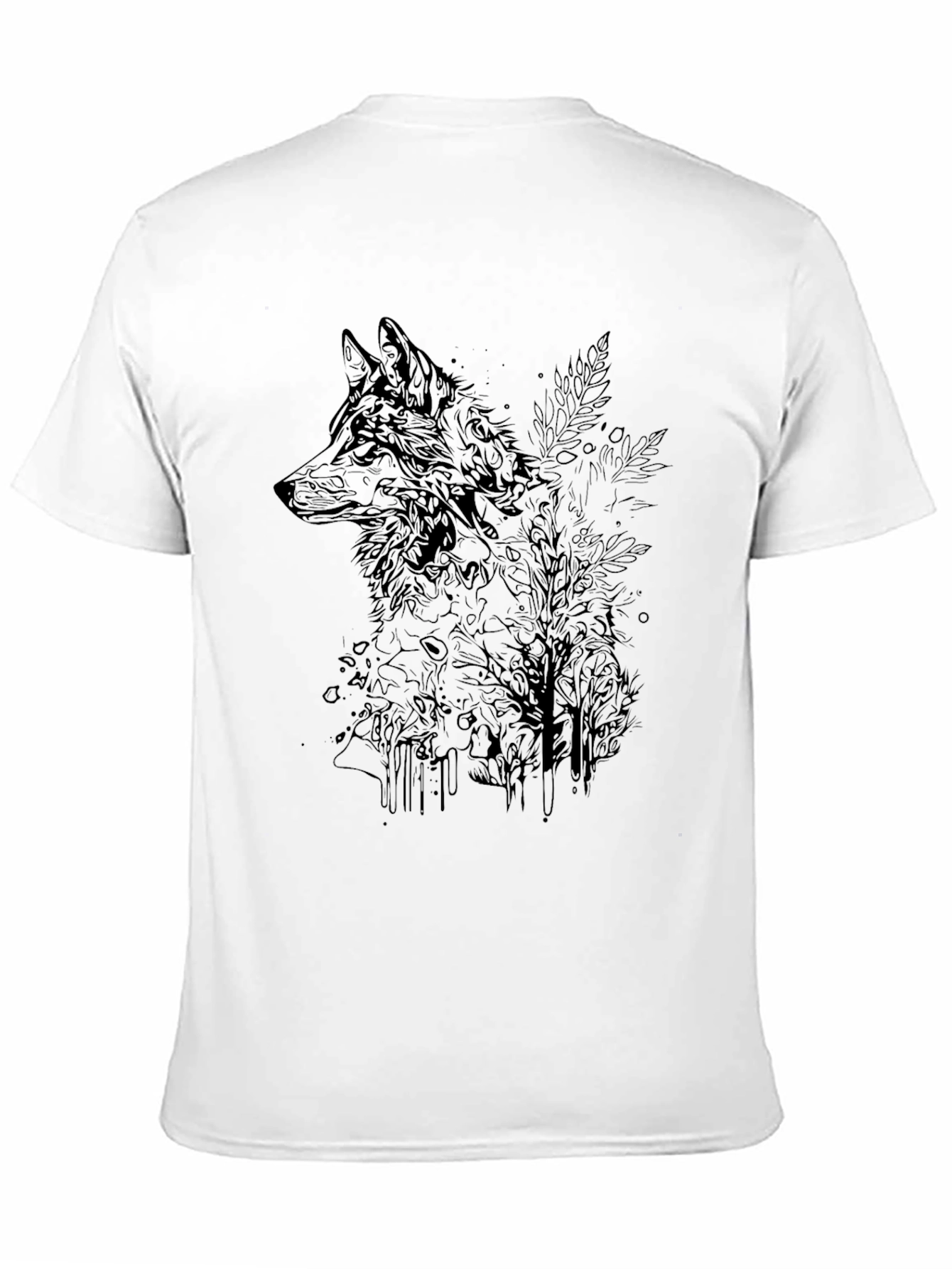 Black Wolf Graphic Print Crew Neck T-Shirt