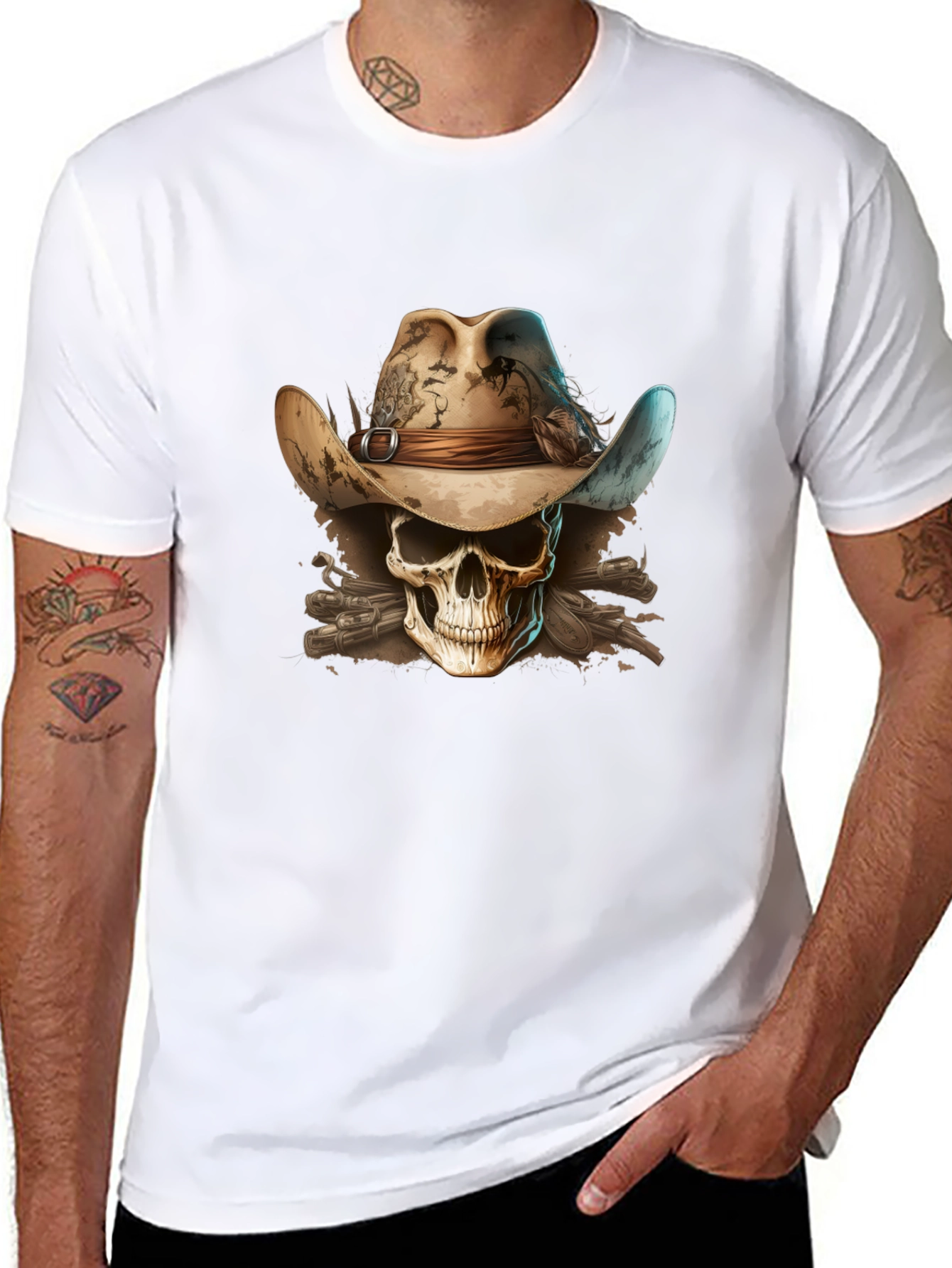 Skull Cowboy T-Shirt - Western Style