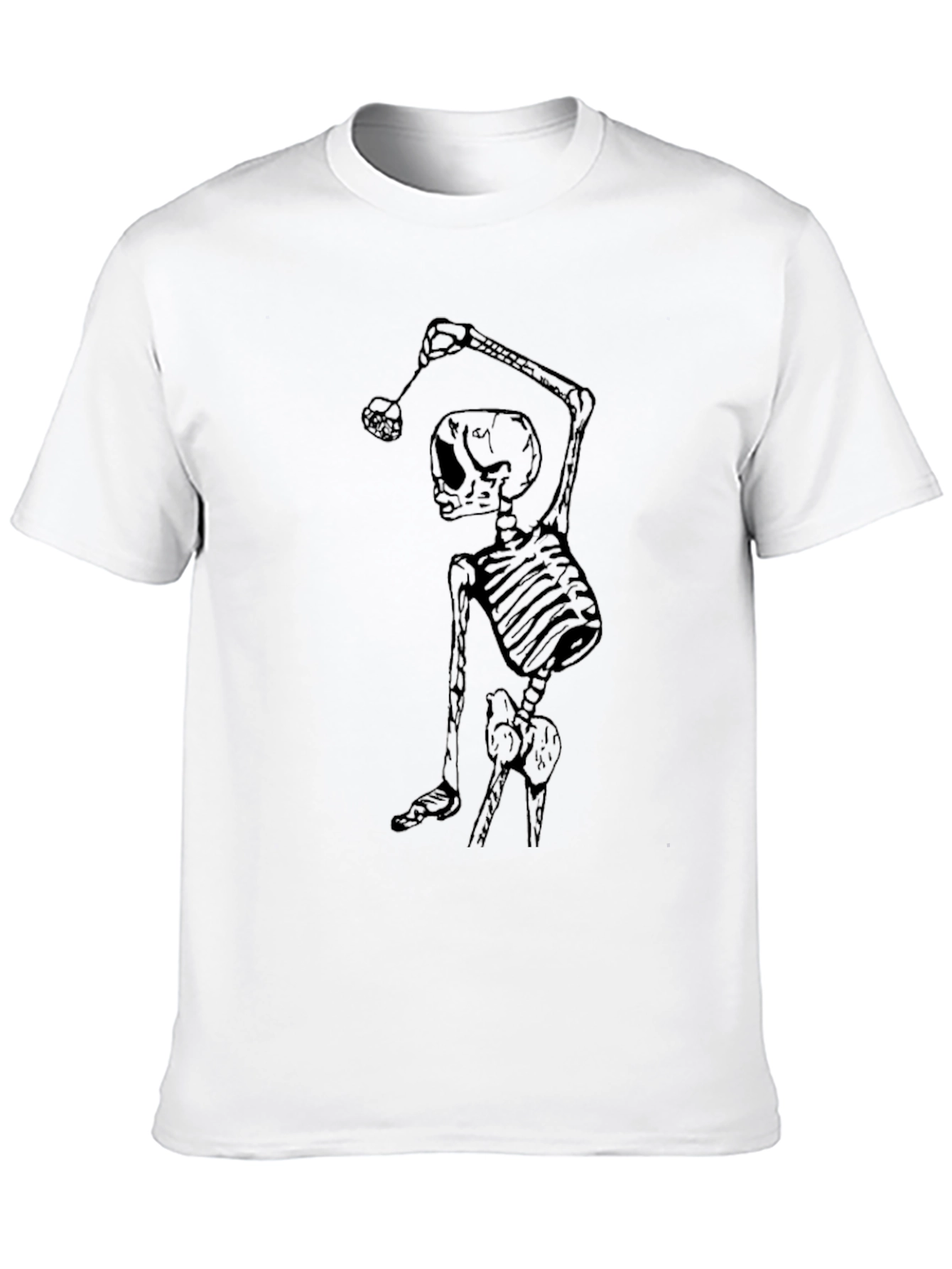 Skeleton Golfer Graphic Tee - Black Cotton T-Shirt