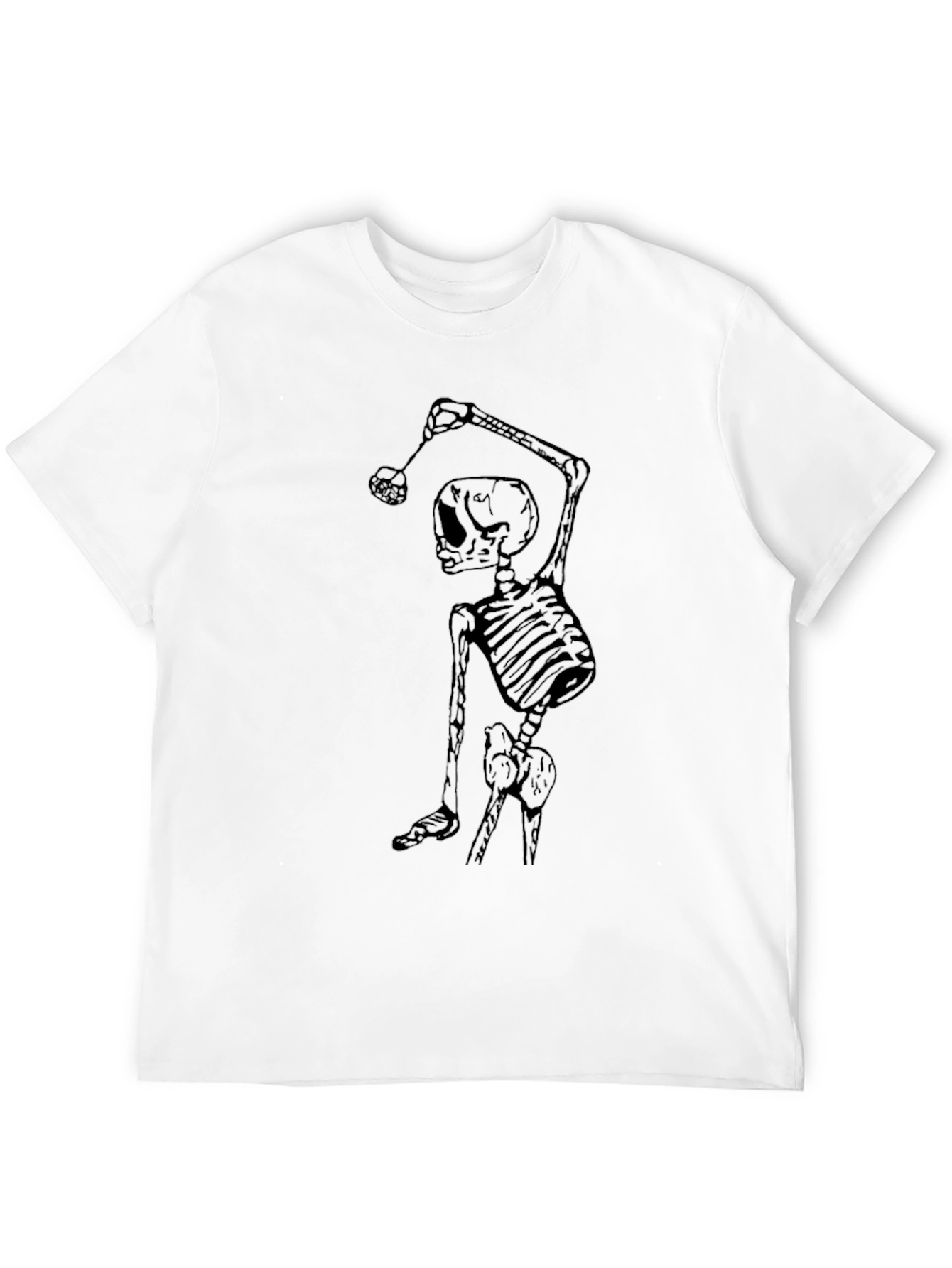 Skeleton Golfer Graphic Tee - Black Cotton T-Shirt