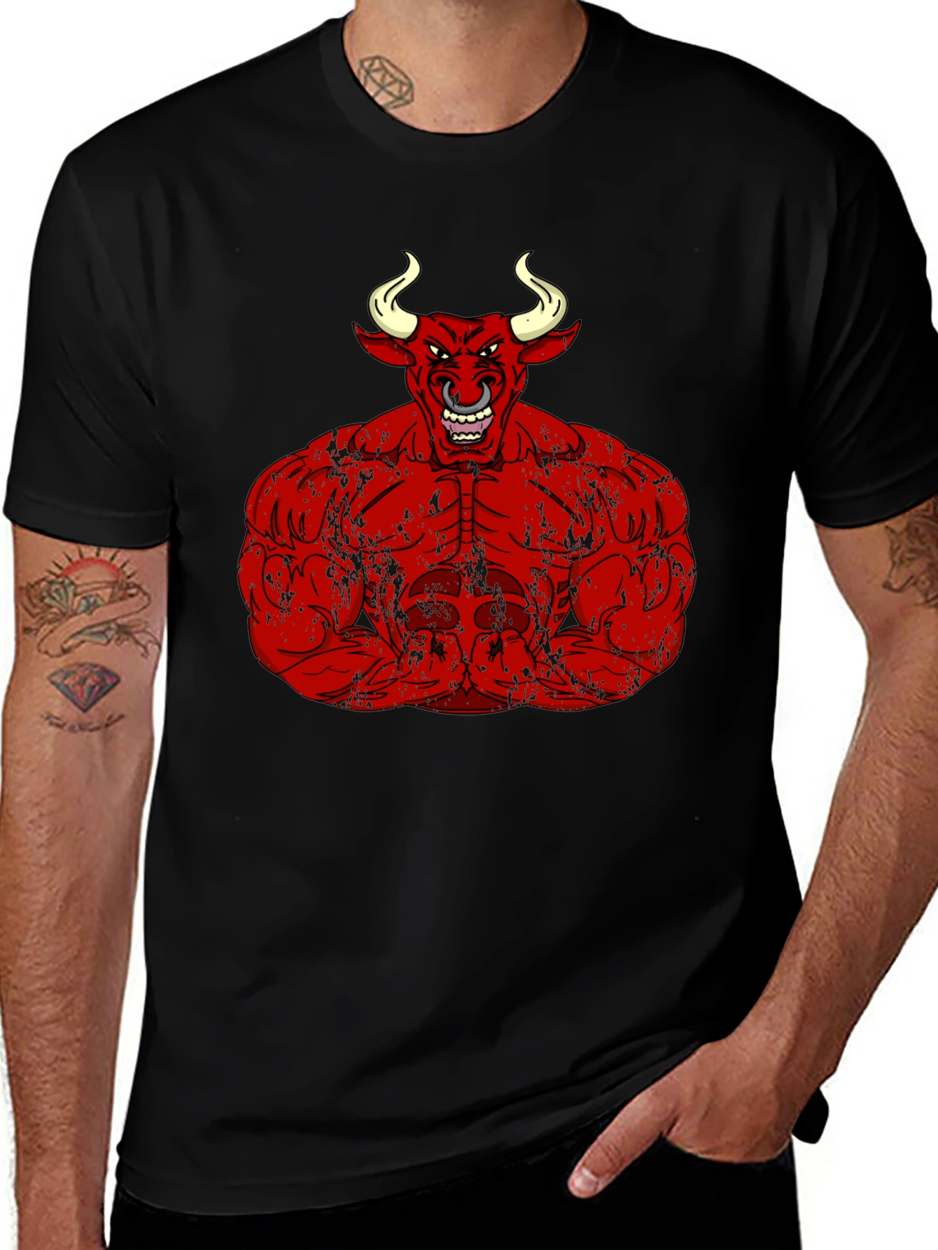 Red Bull Muscle Tee - Black Graphic T-Shirt