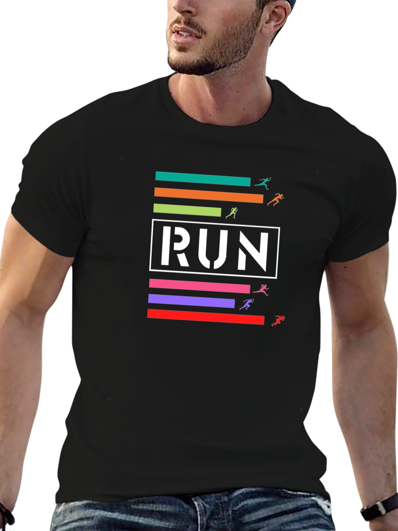 Run Graphic T-Shirt - Black Cotton Tee