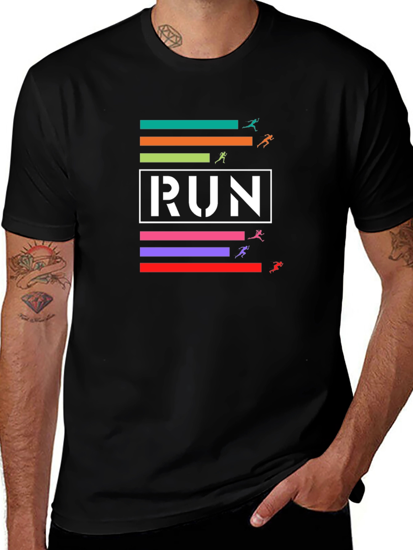 Run Graphic T-Shirt - Black Cotton Tee