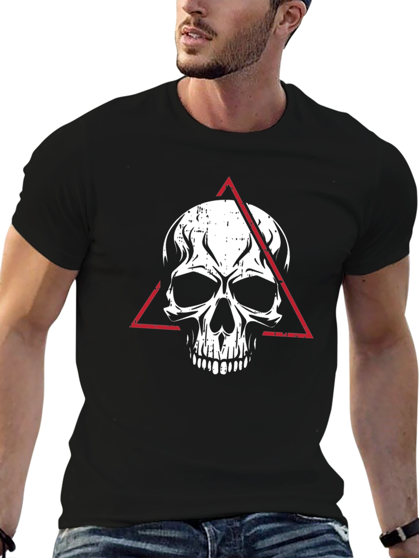 Edgy Skull Graphic Tee - Mens Black T-Shirt