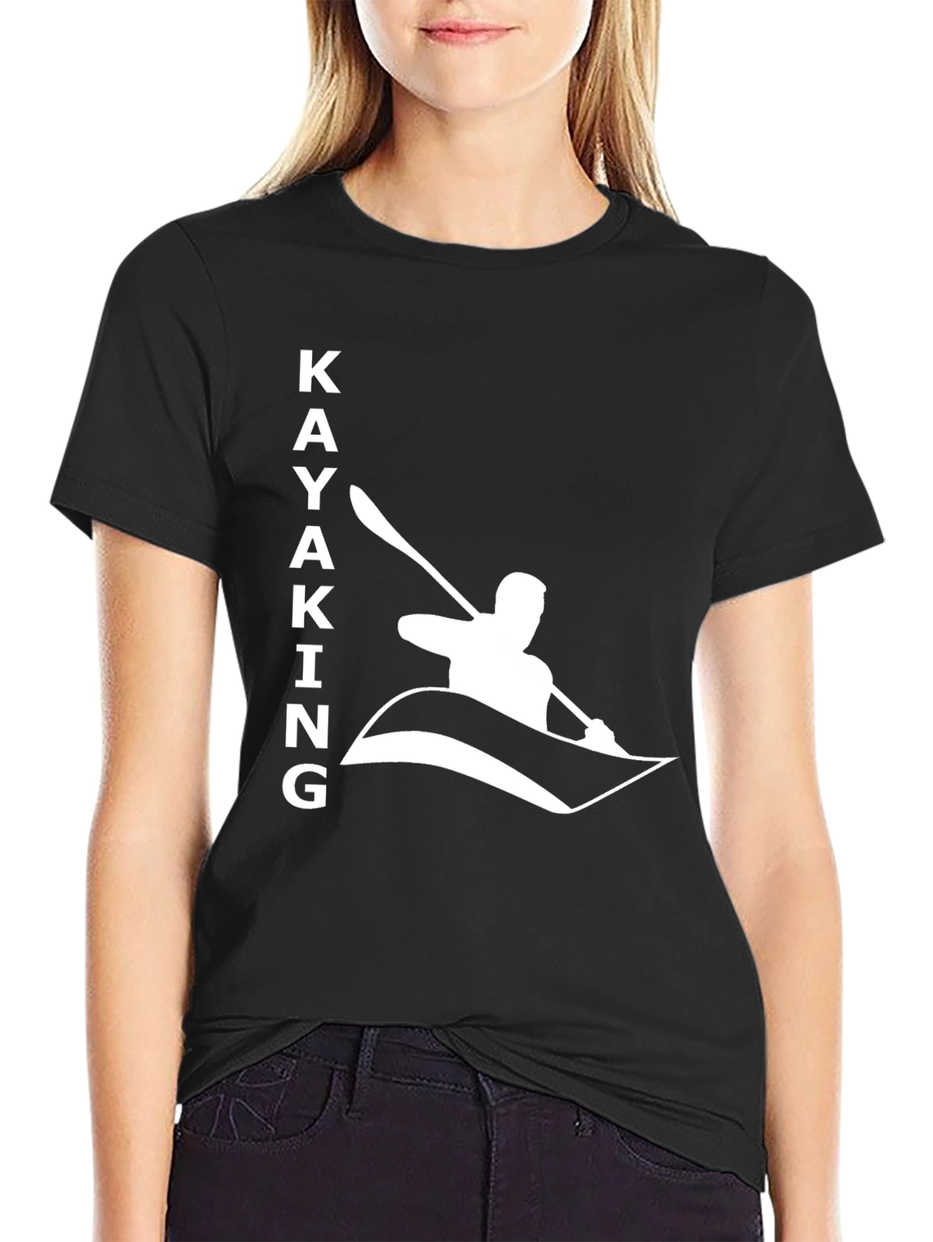 Kayaking Graphic T-Shirt - Black Cotton Tee