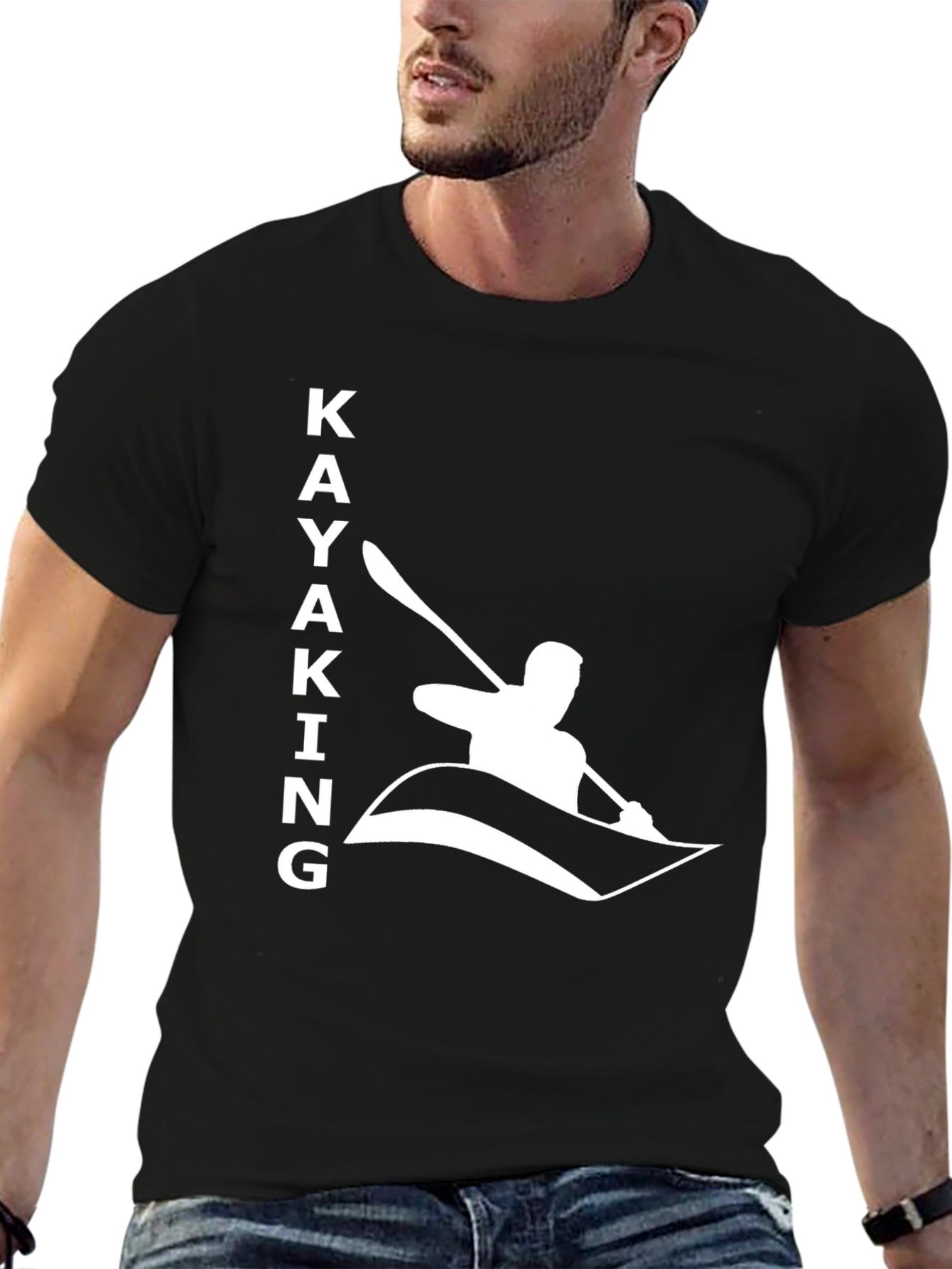 Kayaking Graphic T-Shirt - Black Cotton Tee