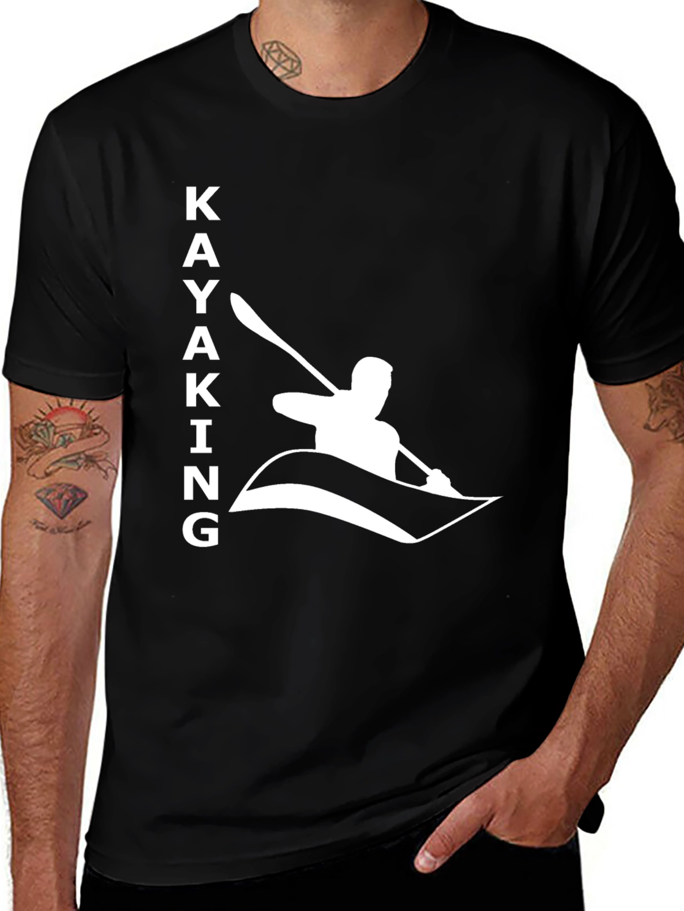 Kayaking Graphic T-Shirt - Black Cotton Tee
