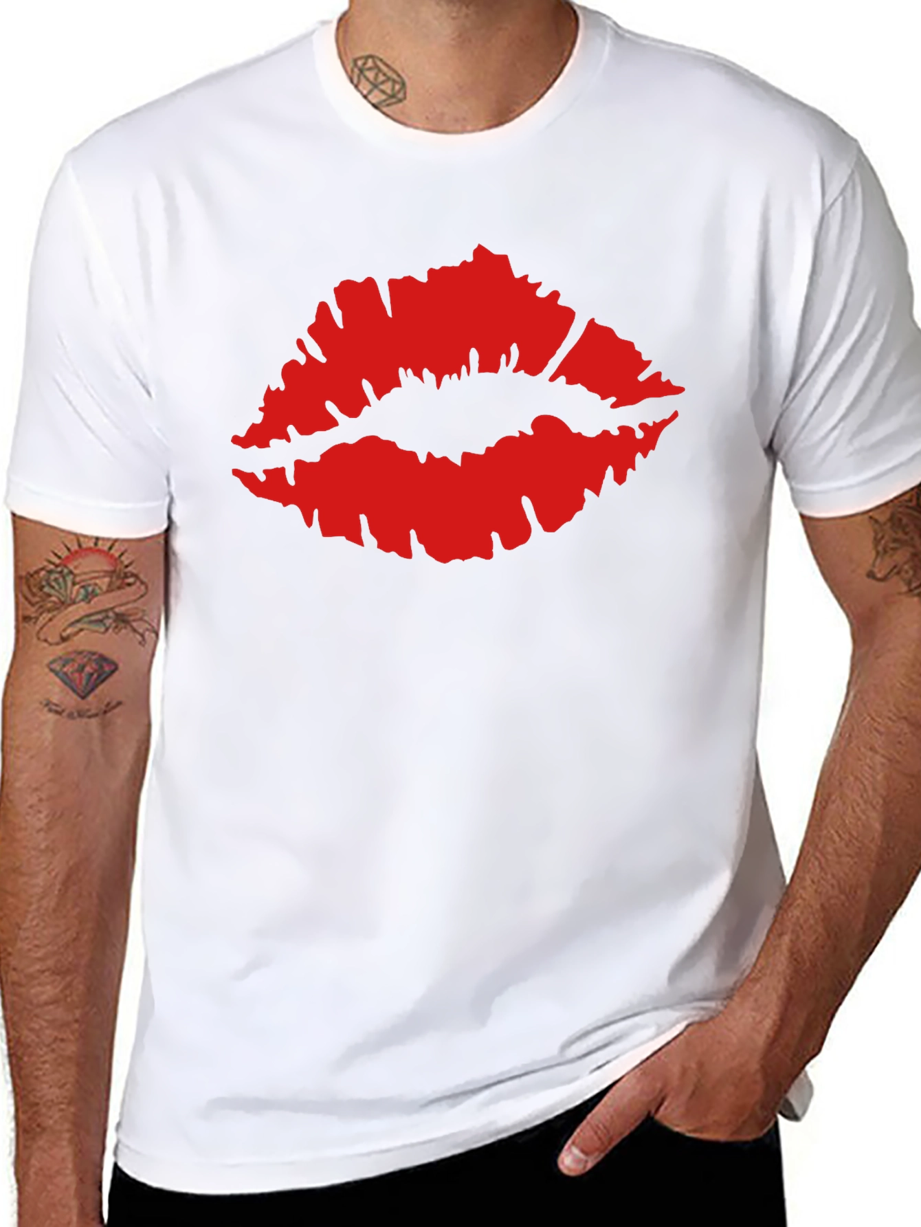 Kiss Lips Graphic Tee - Black Cotton T-Shirt