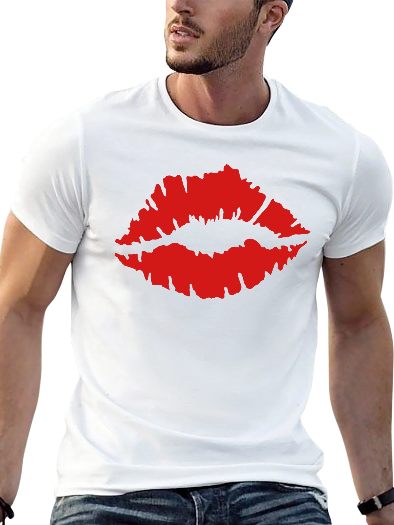 Kiss Lips Graphic Tee - Black Cotton T-Shirt