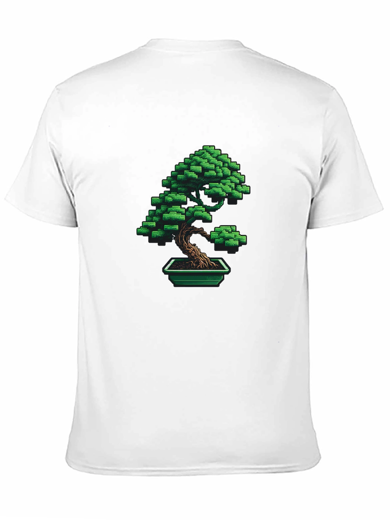 Pixel Art Bonsai Tree Graphic Tee - Black