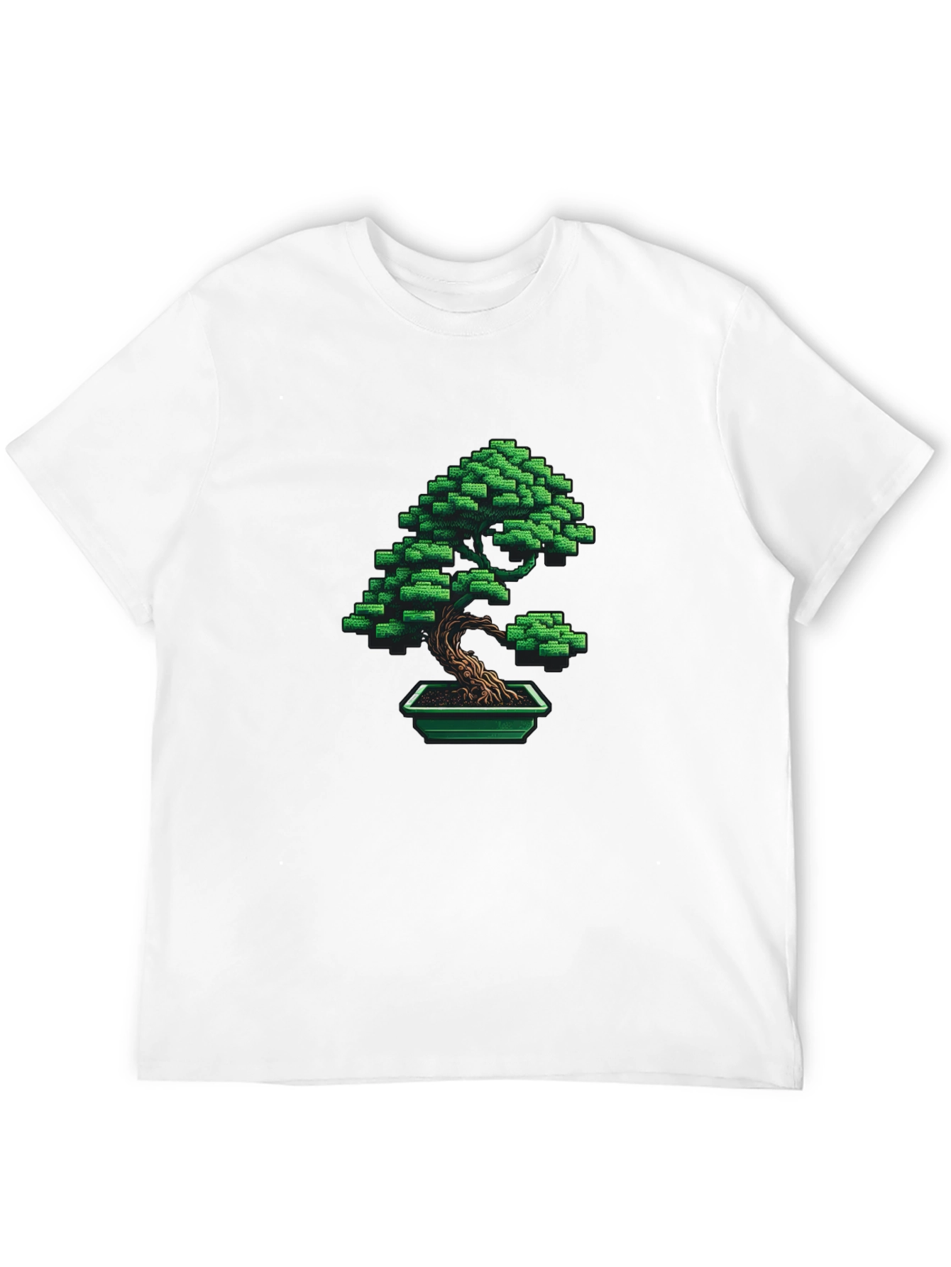 Pixel Art Bonsai Tree Graphic Tee - Black