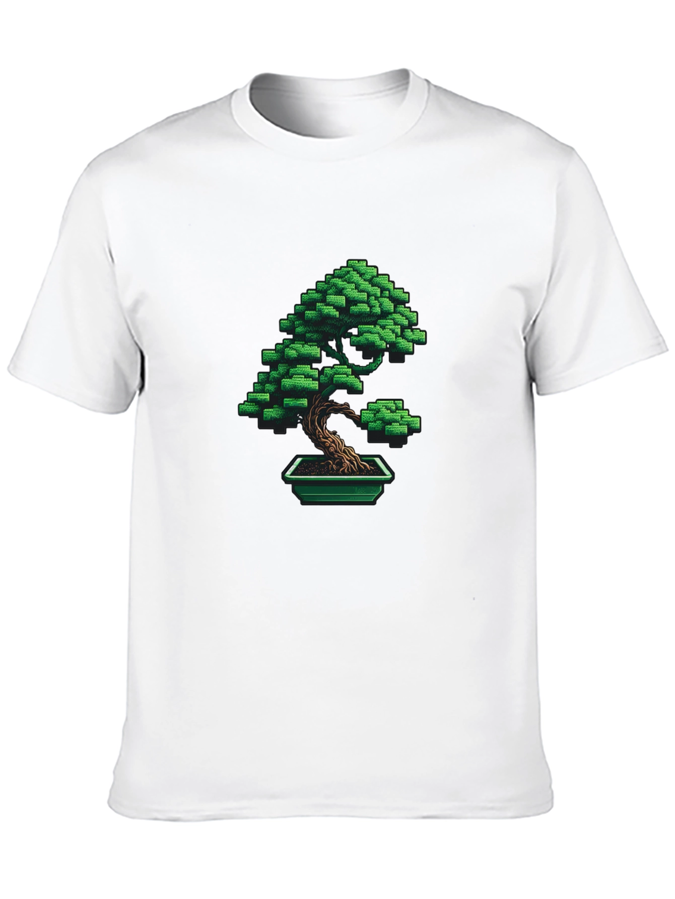 Pixel Art Bonsai Tree Graphic Tee - Black