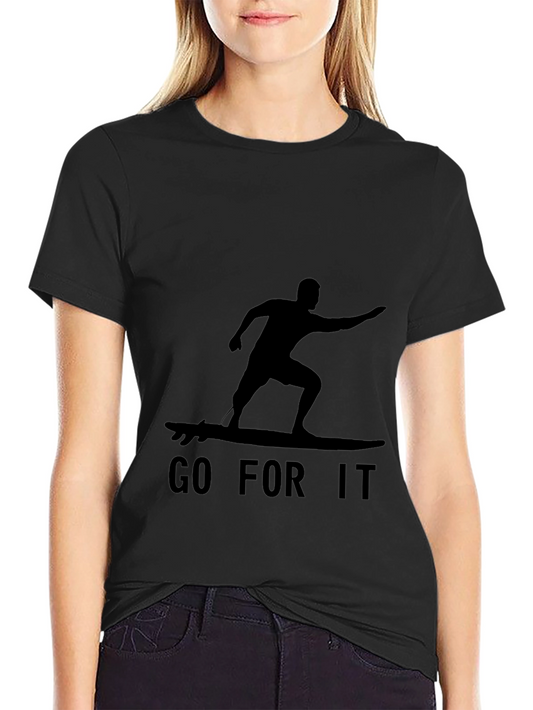 Black Go For It Surfer Graphic Tee