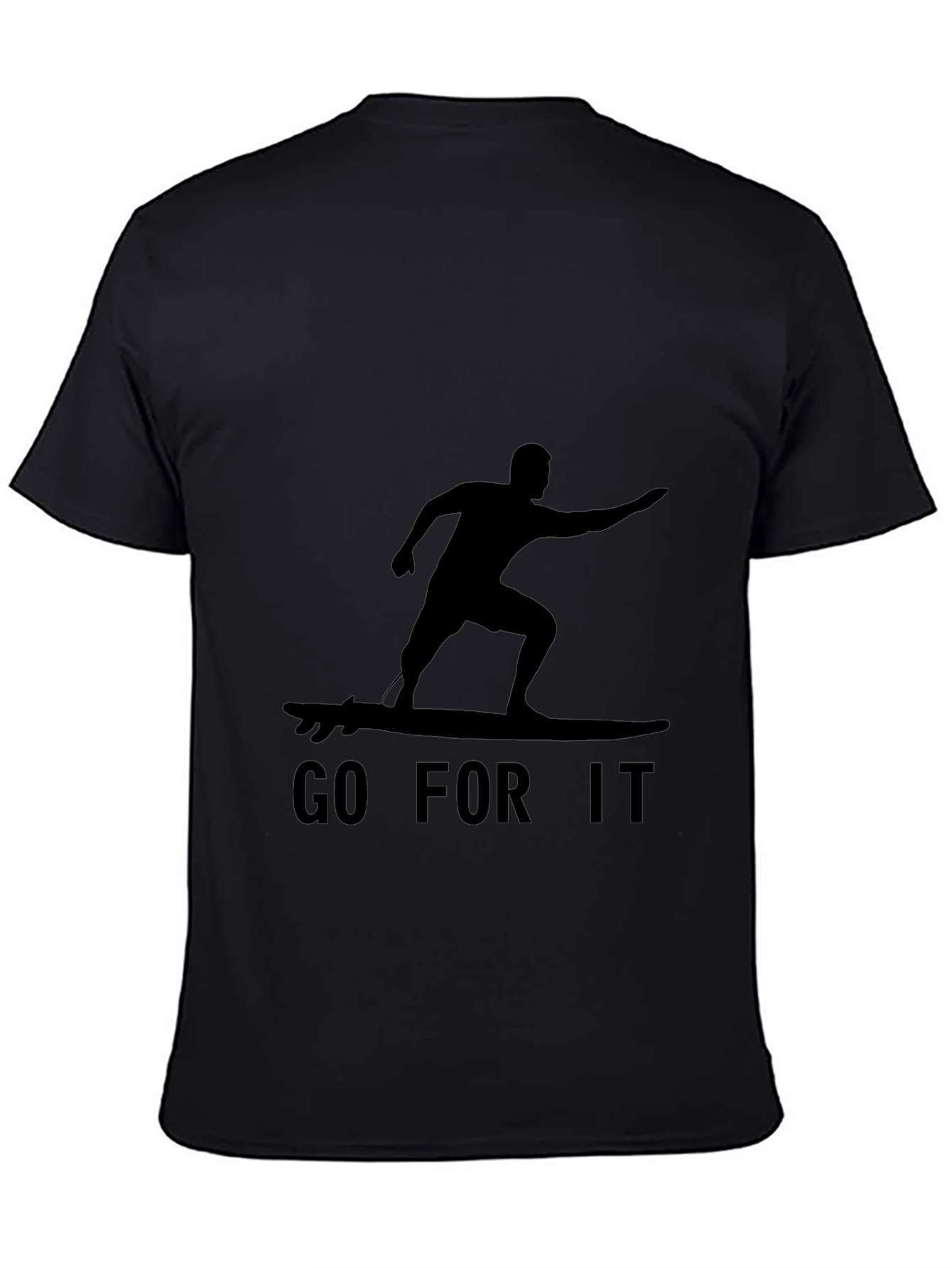 Black Go For It Surfer Graphic Tee