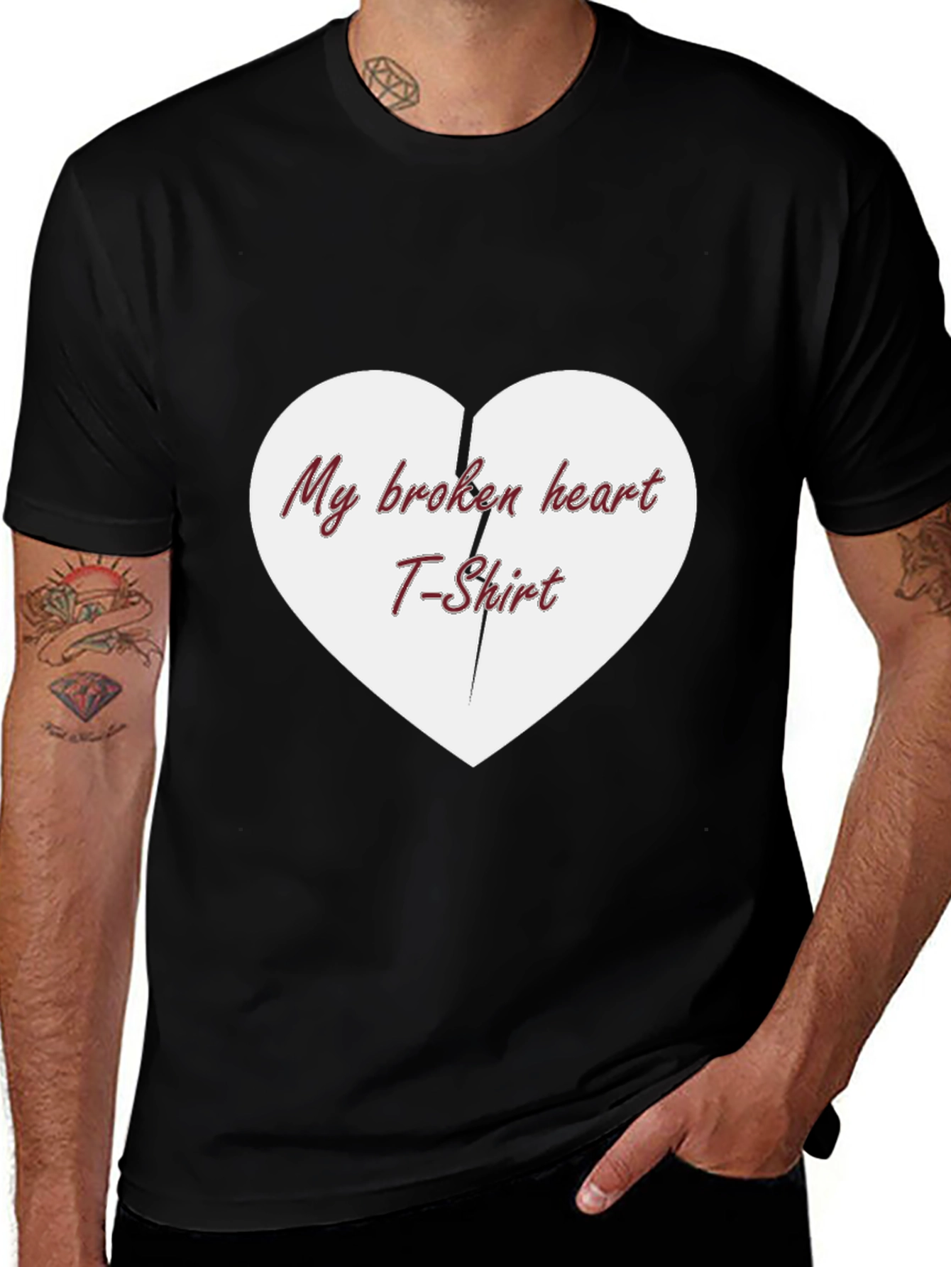 My Broken Heart T-Shirt - Black Cotton Casual Tee