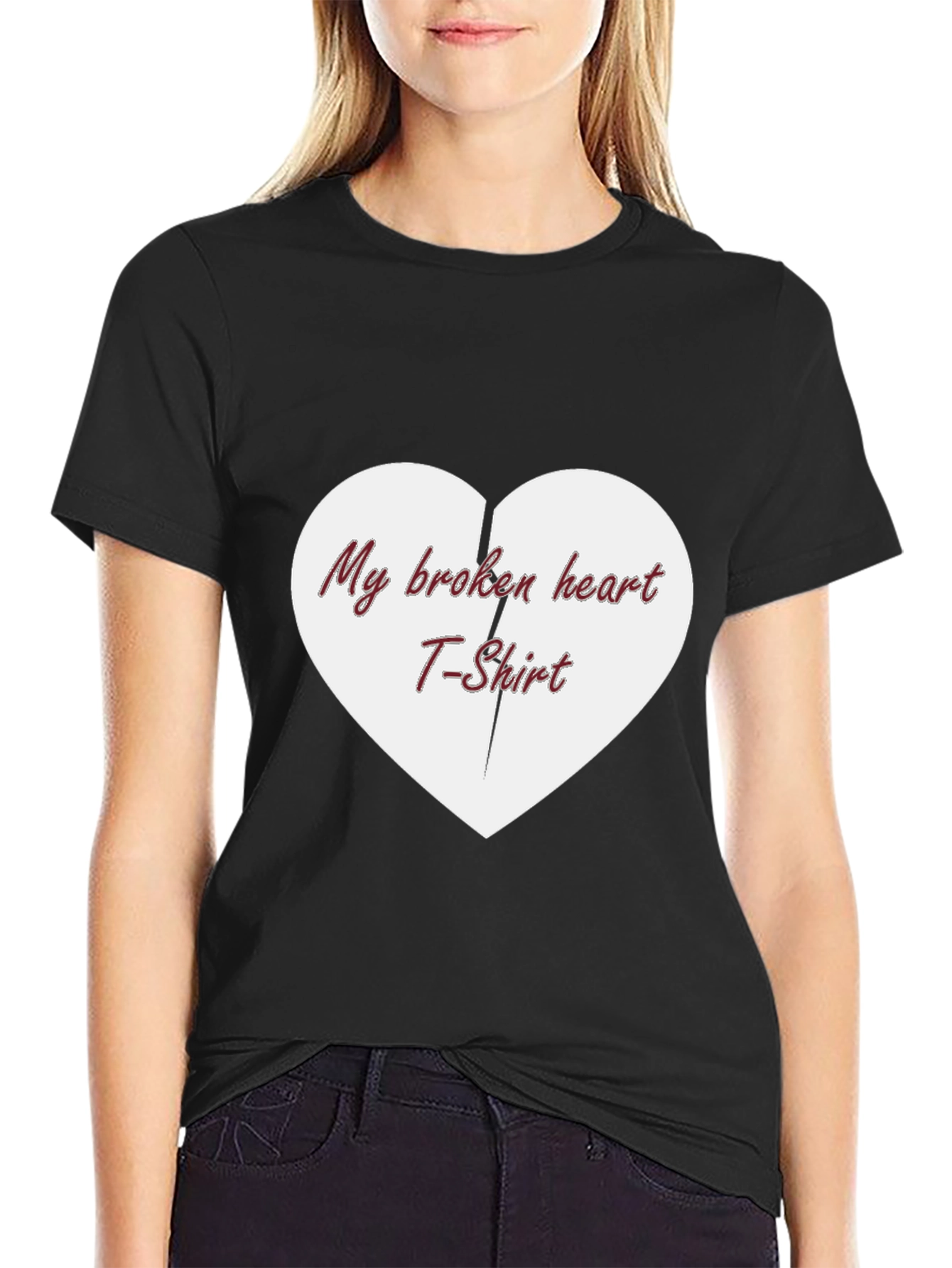 My Broken Heart T-Shirt - Black Cotton Casual Tee