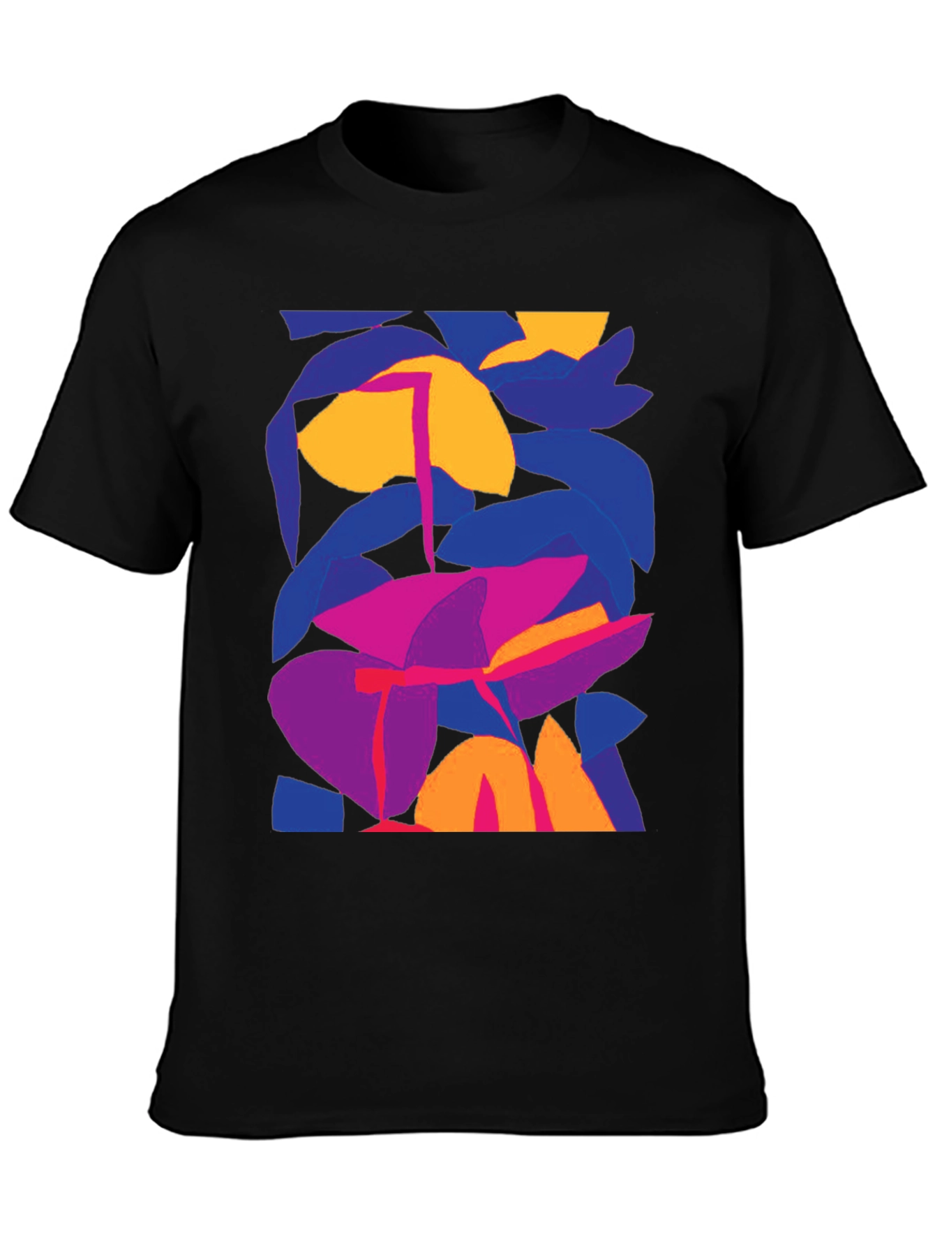 Abstract Floral Graphic Print Black T-Shirt